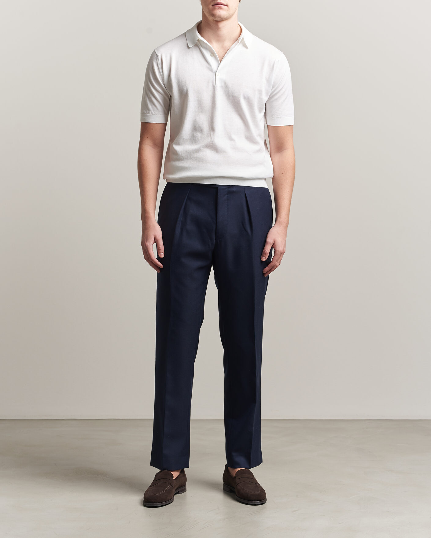 Herr | Pikéer | John Smedley | Adrian Slim Fit Sea Island Cotton Polo White