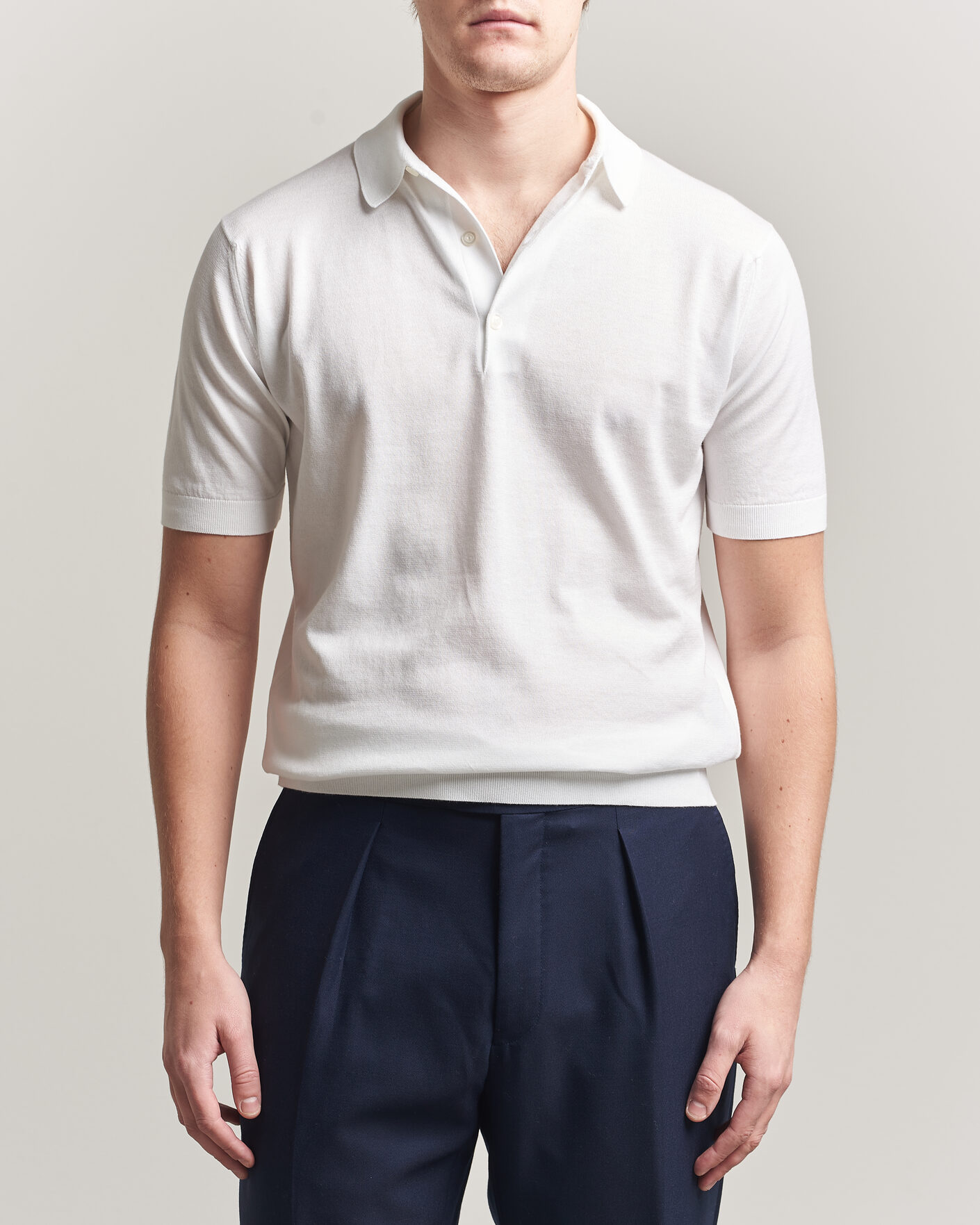Herr | Pikéer | John Smedley | Adrian Slim Fit Sea Island Cotton Polo White