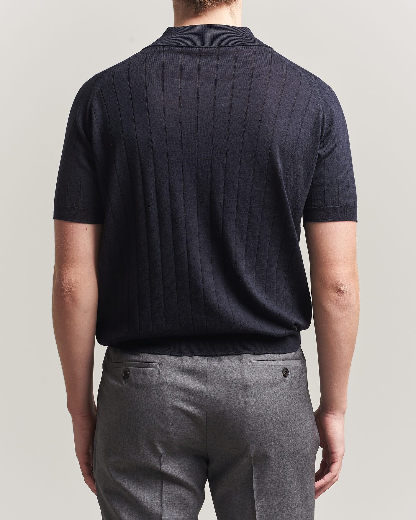 Herr | Pikéer | John Smedley | Williams Merino/Cotton Knitted Polo Navy