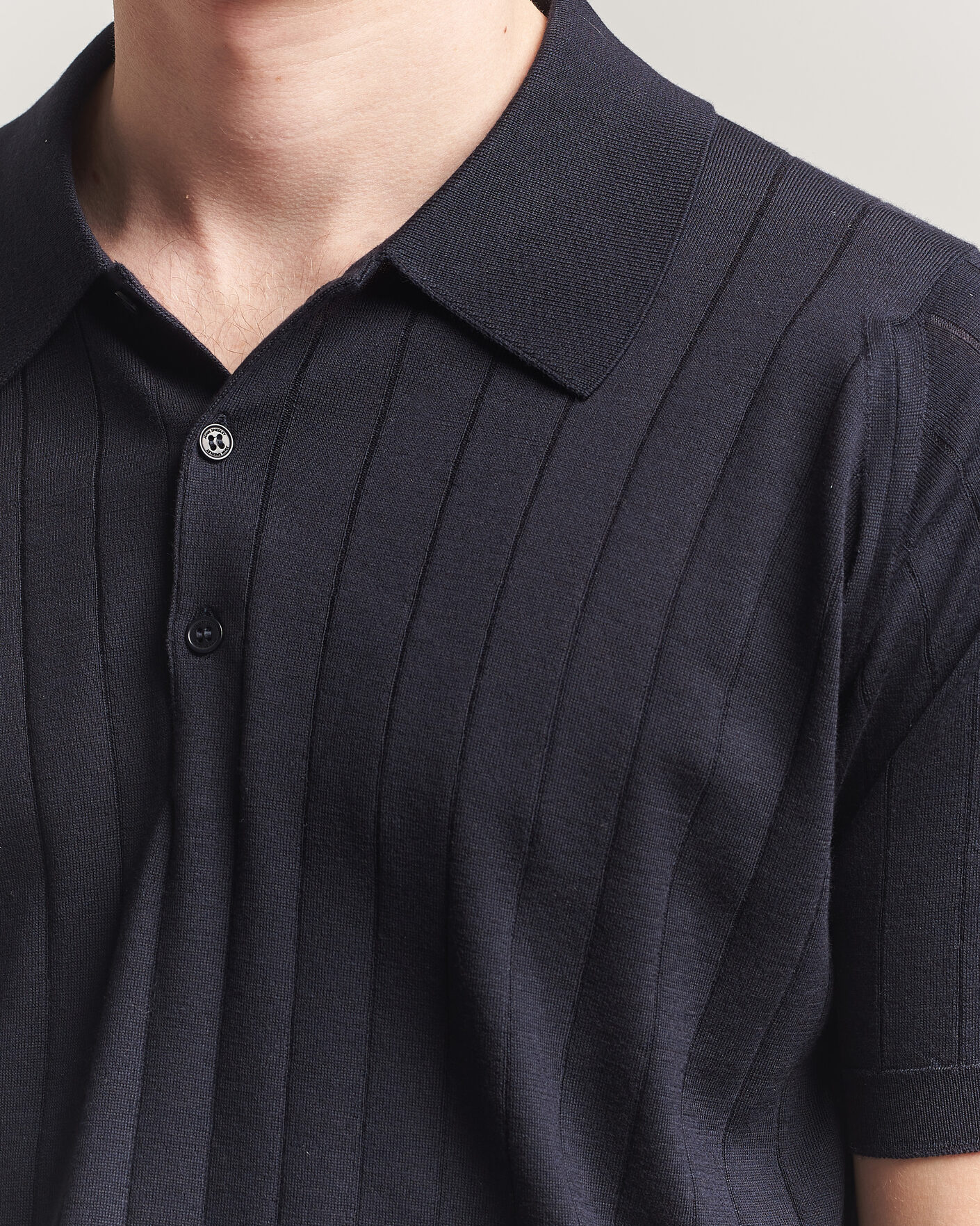Herr | Pikéer | John Smedley | Williams Merino/Cotton Knitted Polo Navy