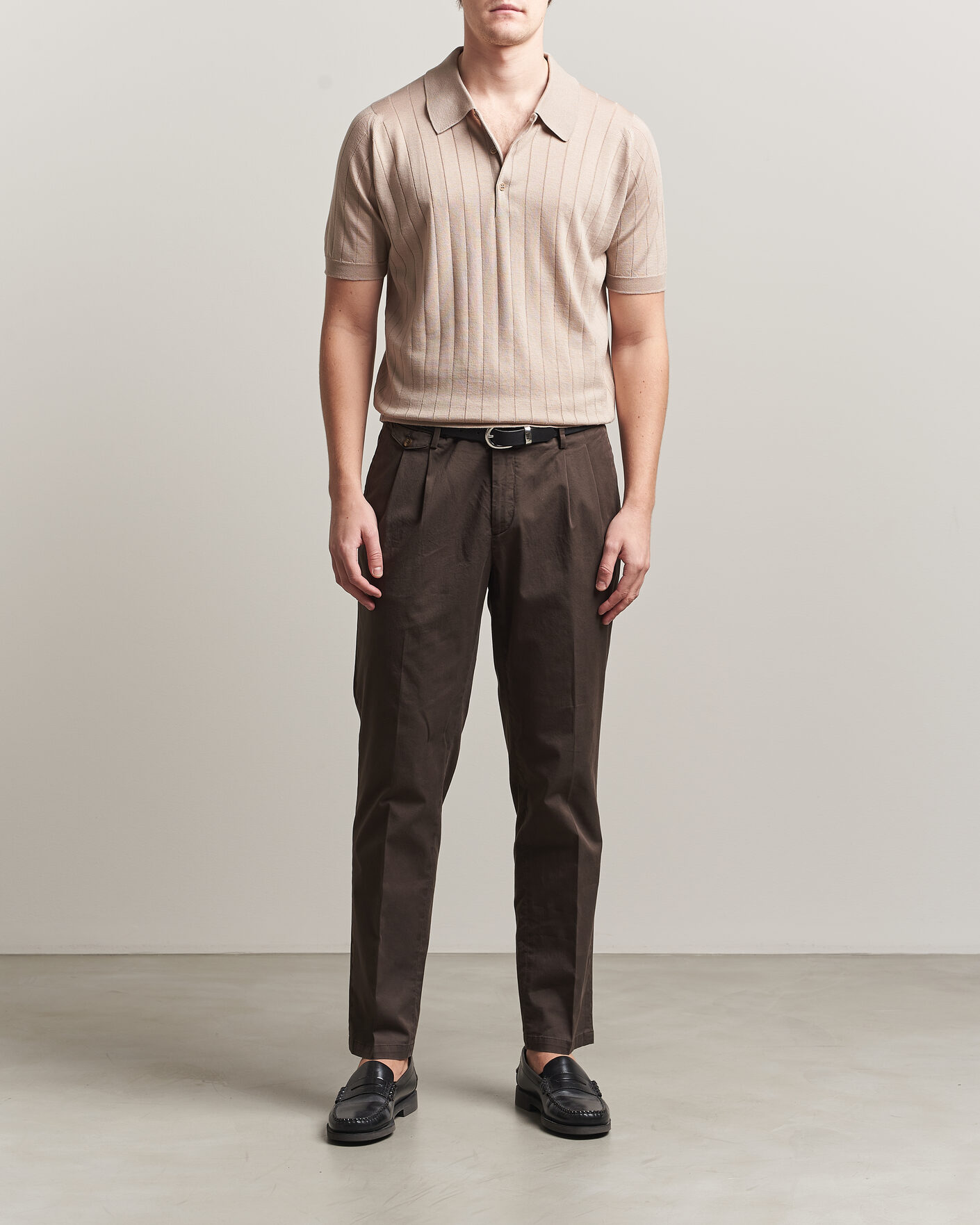 Herr | Pikéer | John Smedley | Williams Merino/Cotton Knitted Polo Oat