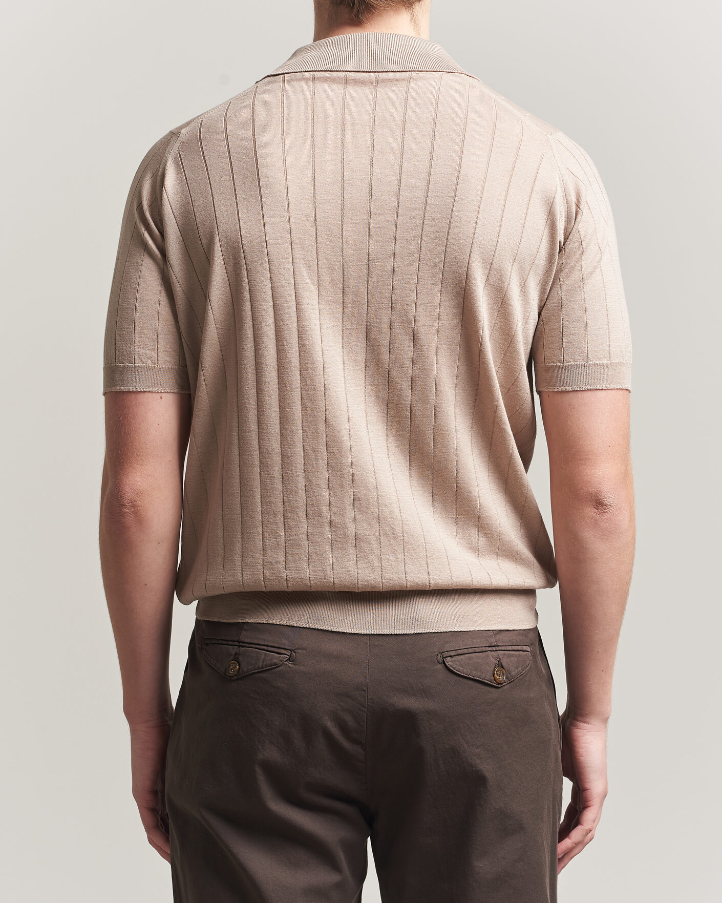 Herr | Pikéer | John Smedley | Williams Merino/Cotton Knitted Polo Oat