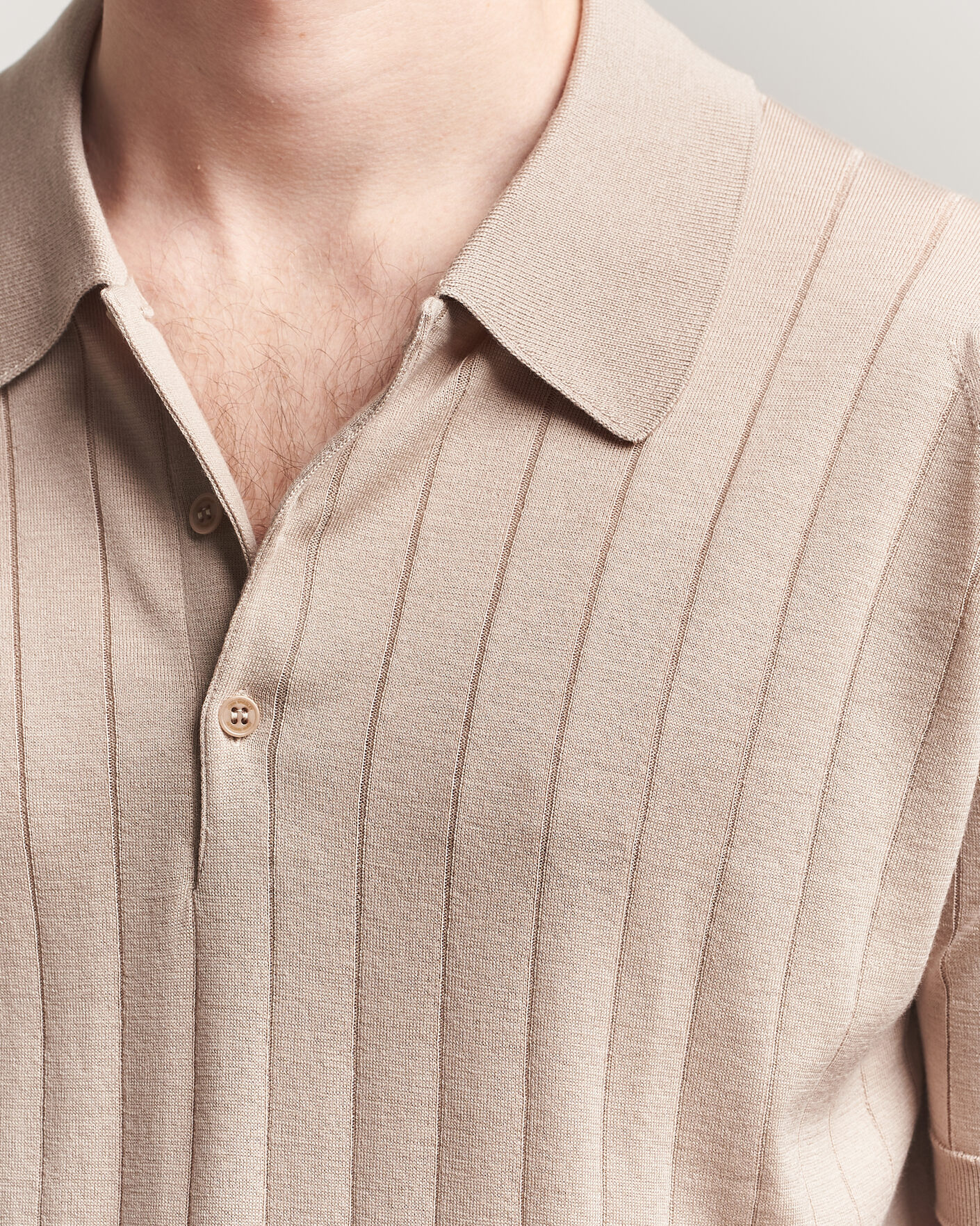 Herr | Pikéer | John Smedley | Williams Merino/Cotton Knitted Polo Oat