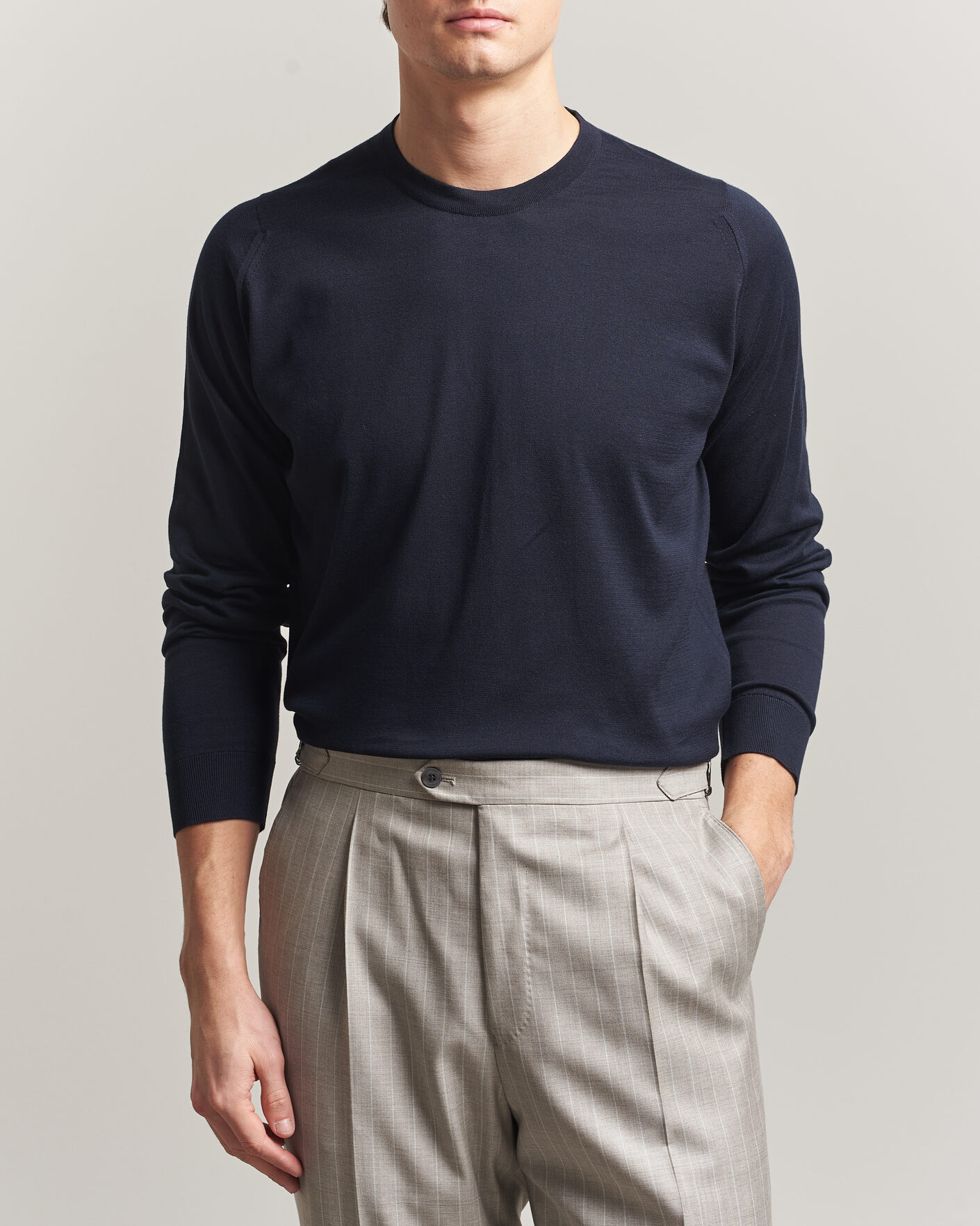 Herr | Tröjor | John Smedley | Rowland Sea Island Crew Neck Pullover Navy