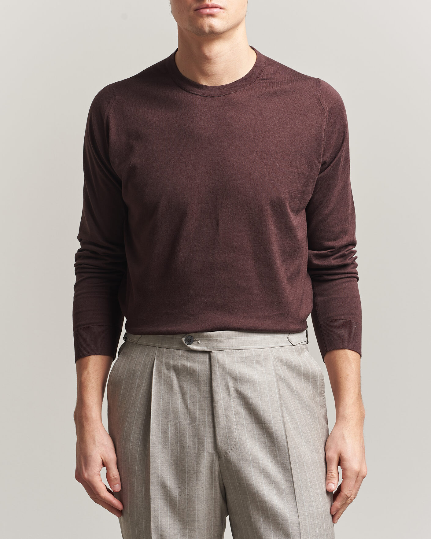 Herr | Tröjor | John Smedley | Rowland Sea Island Crew Neck Pullover Raisin Brown