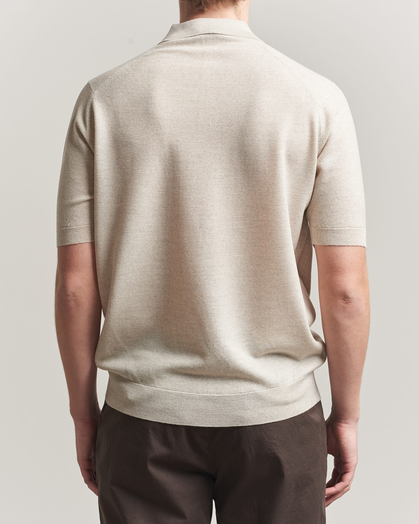 Herr | Pikéer | John Smedley | 14 Singular Knitted Textured Polo Grey Fleece