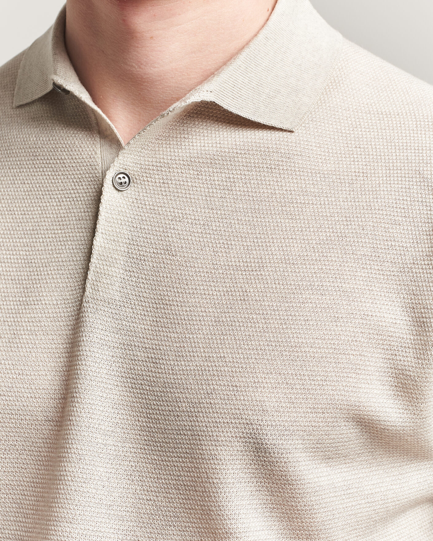 Herr | Pikéer | John Smedley | 14 Singular Knitted Textured Polo Grey Fleece