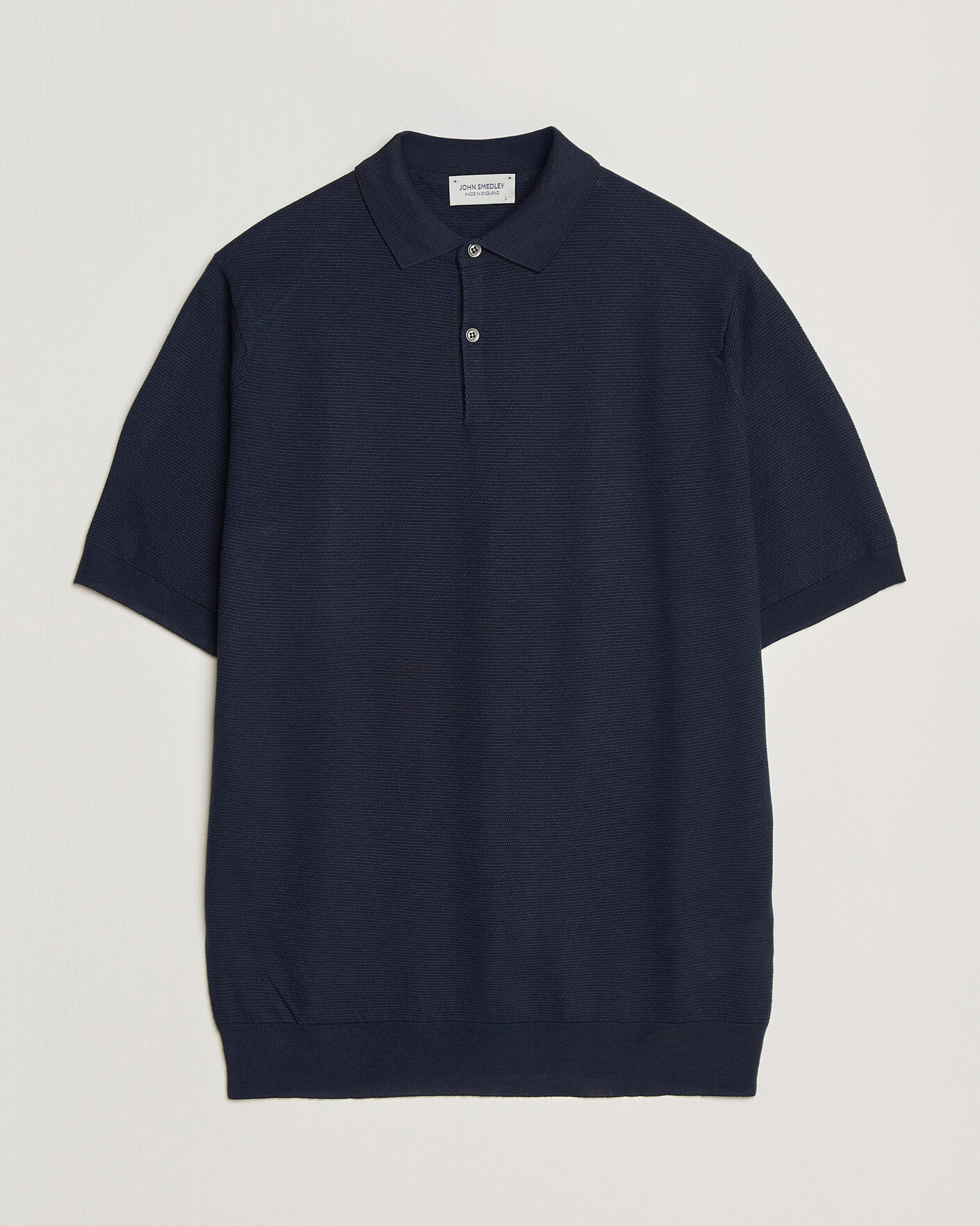 Herr | Pikéer | John Smedley | 14 Singular Knitted Textured Polo Midnight