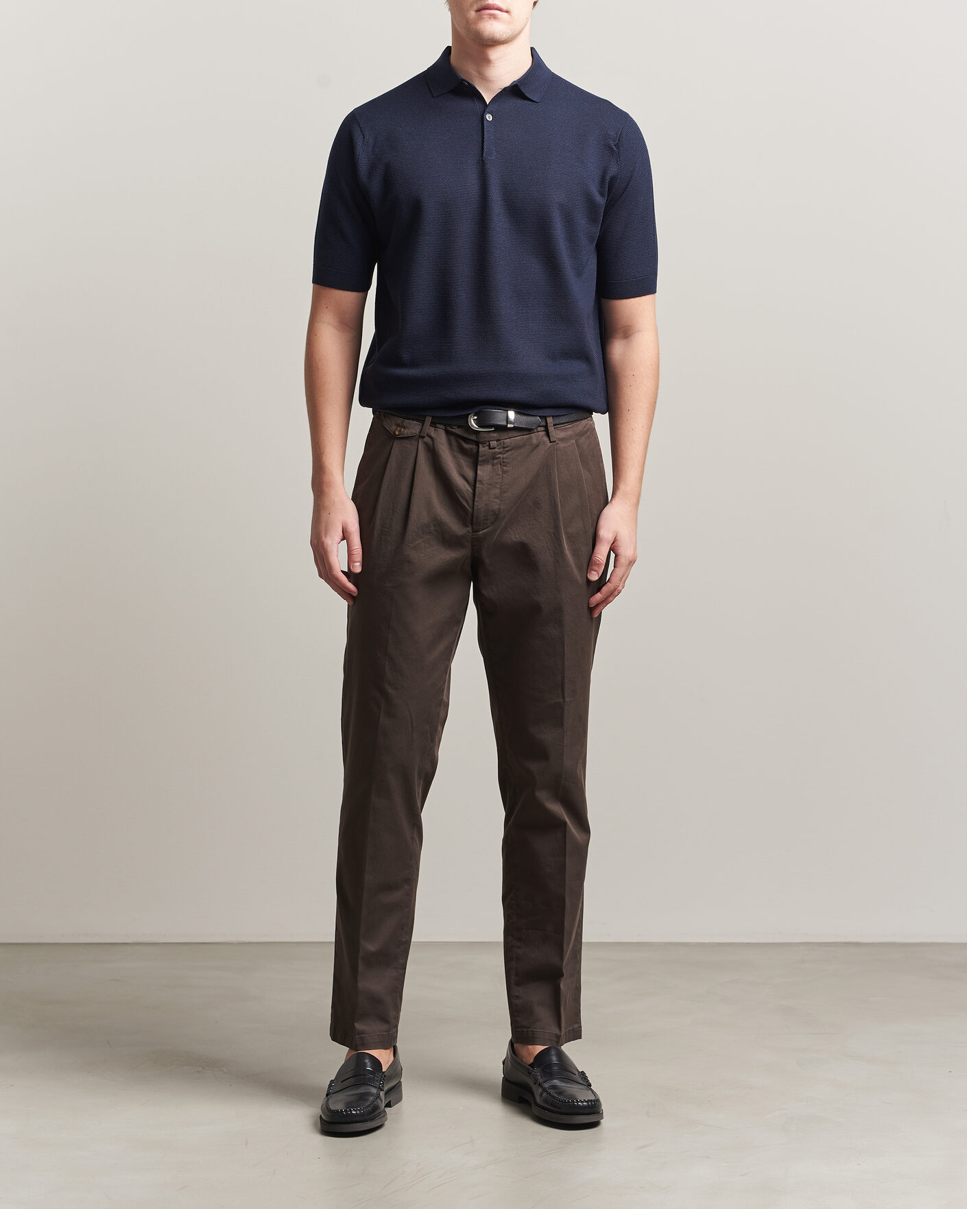 Herr | Pikéer | John Smedley | 14 Singular Knitted Textured Polo Midnight