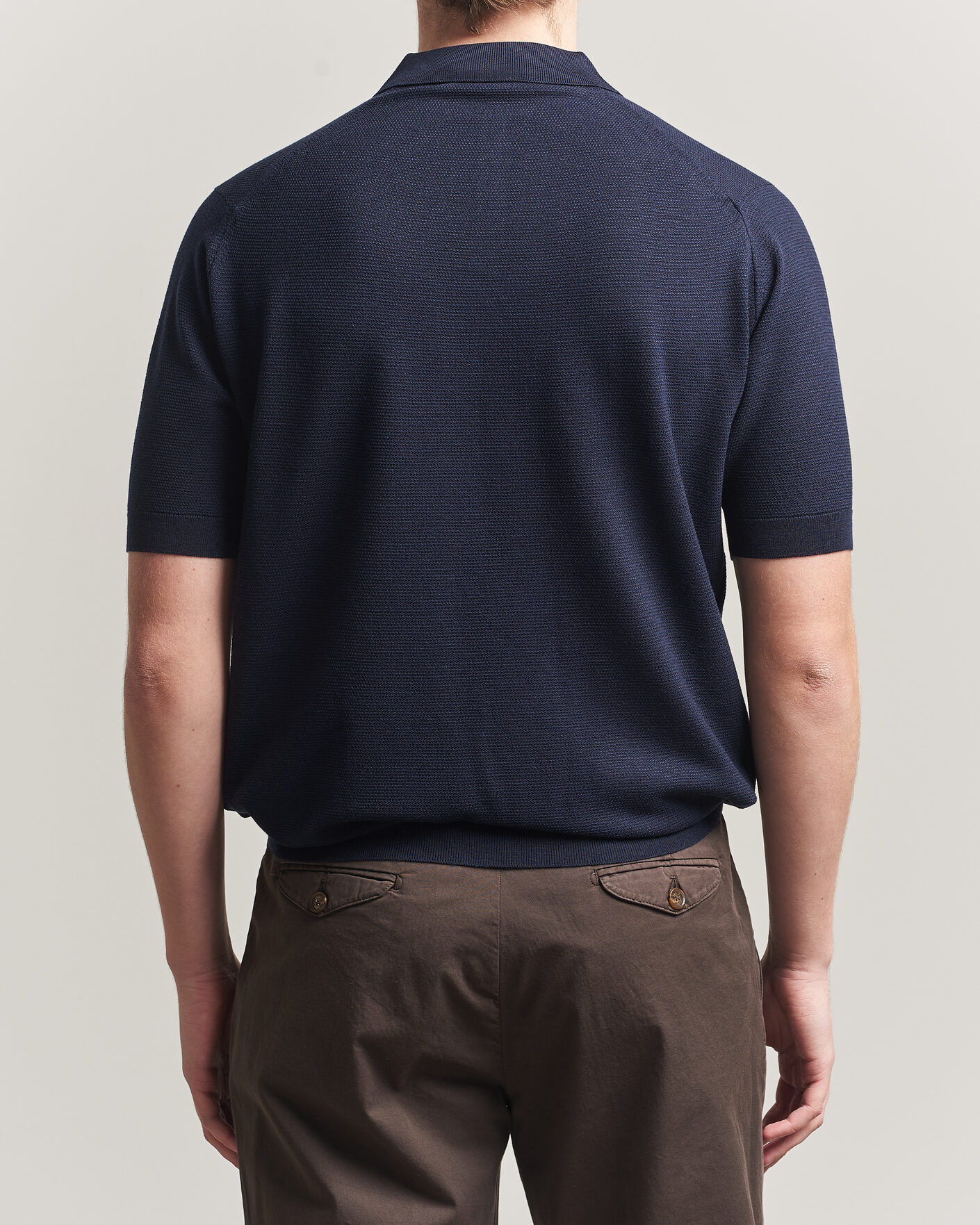 Herr | Pikéer | John Smedley | 14 Singular Knitted Textured Polo Midnight