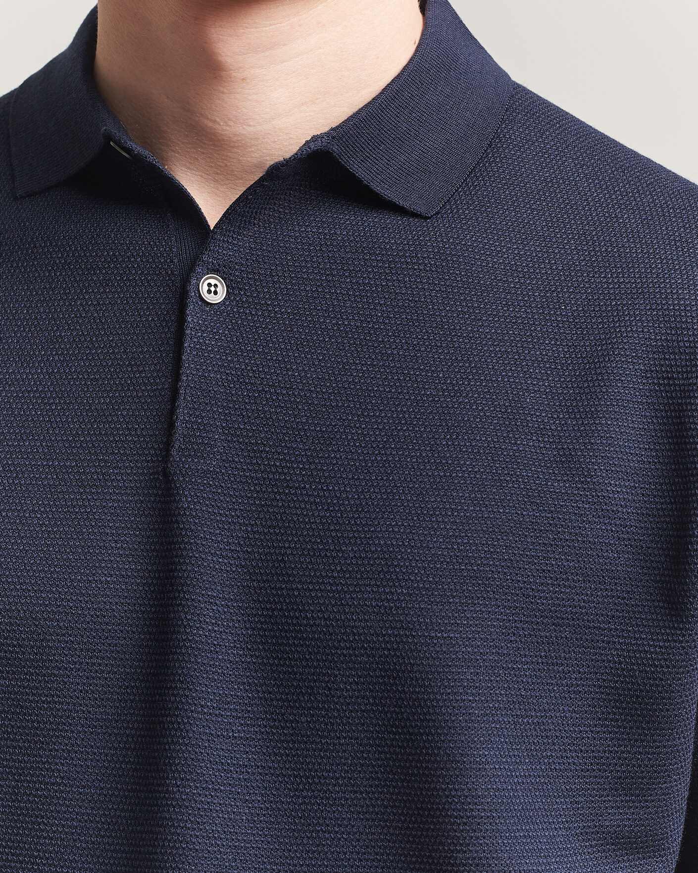 Herr | Pikéer | John Smedley | 14 Singular Knitted Textured Polo Midnight