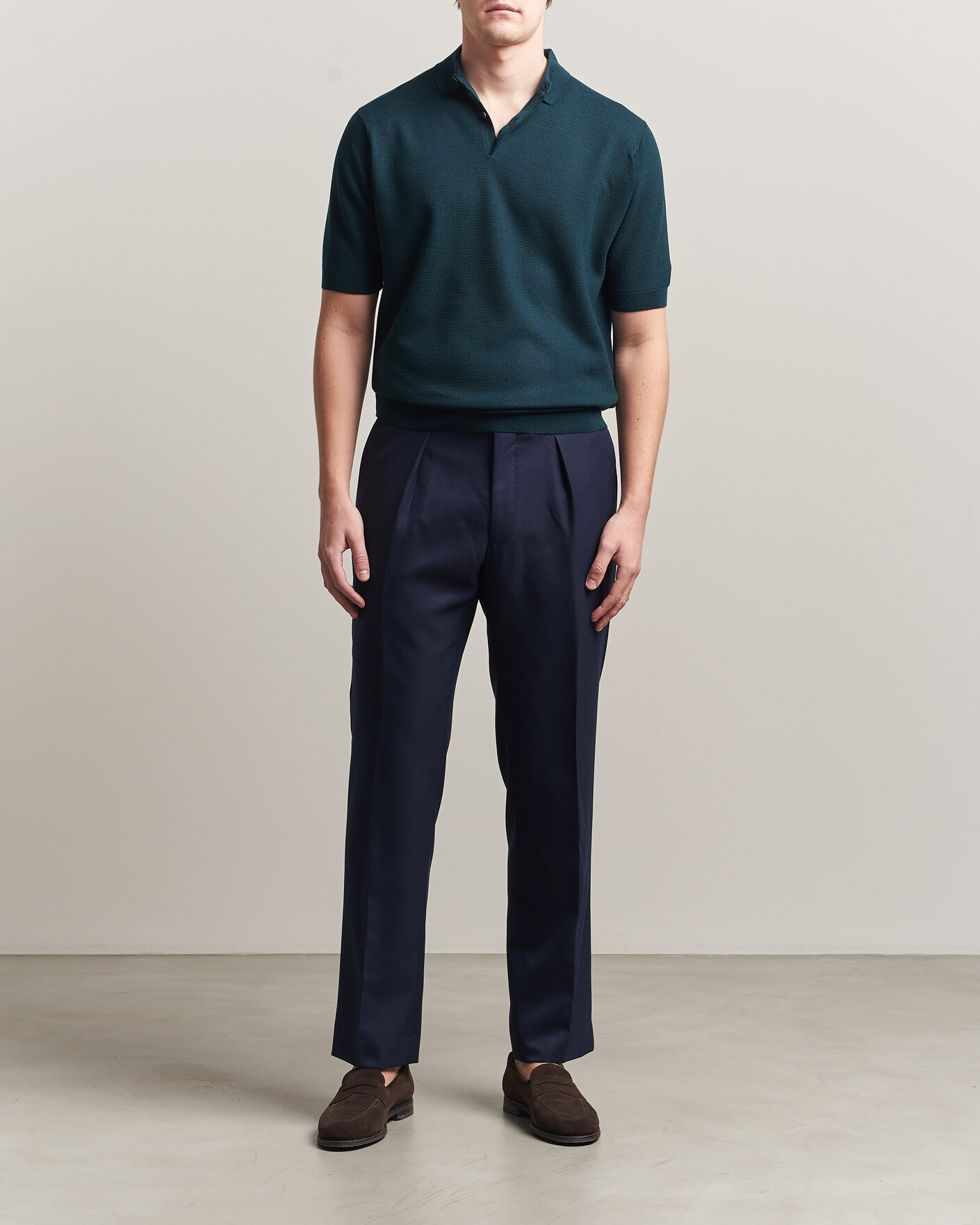 Herr | Pikéer | John Smedley | 14 Singular Knitted Textured Polo Richardson Green