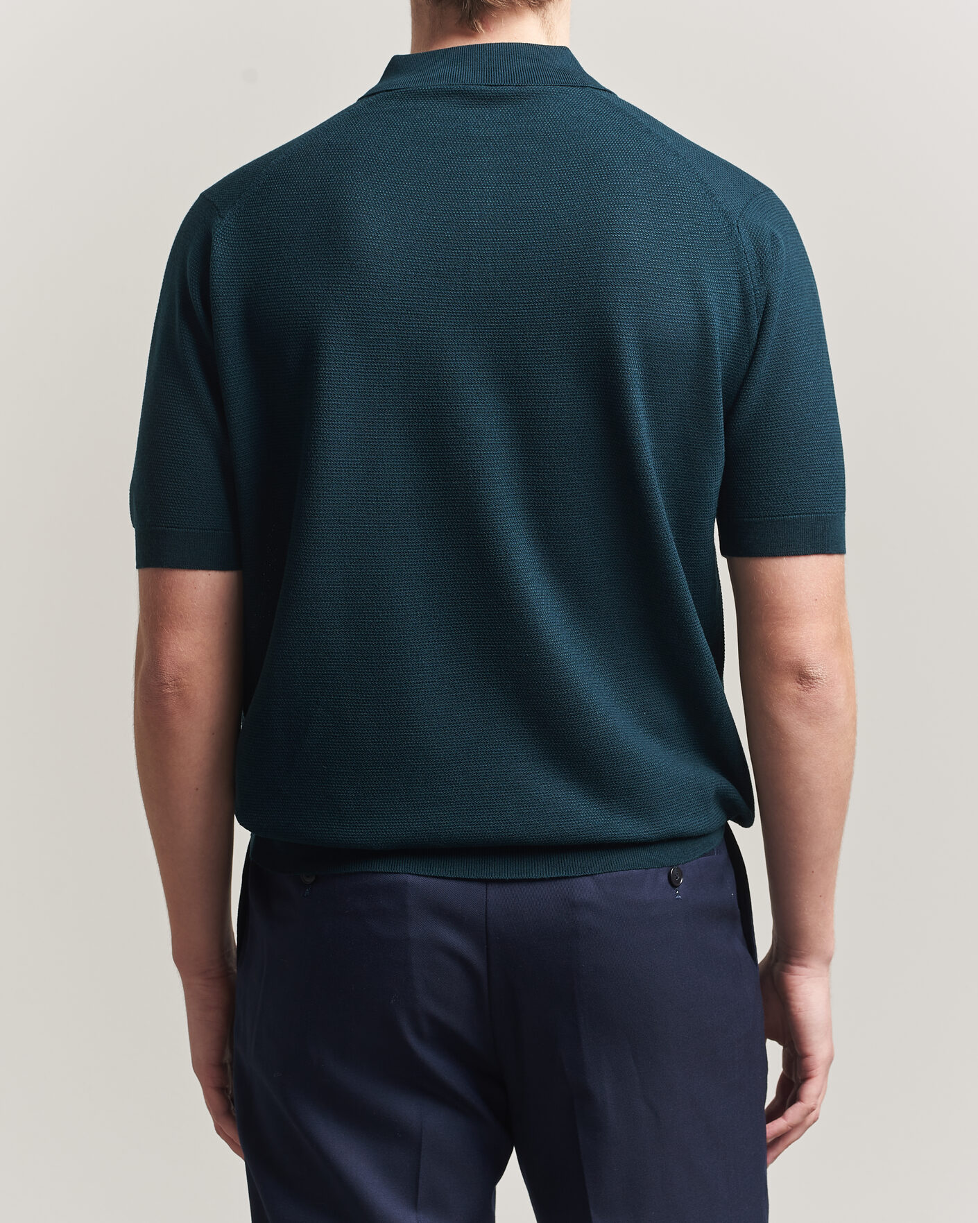 Herr | Pikéer | John Smedley | 14 Singular Knitted Textured Polo Richardson Green