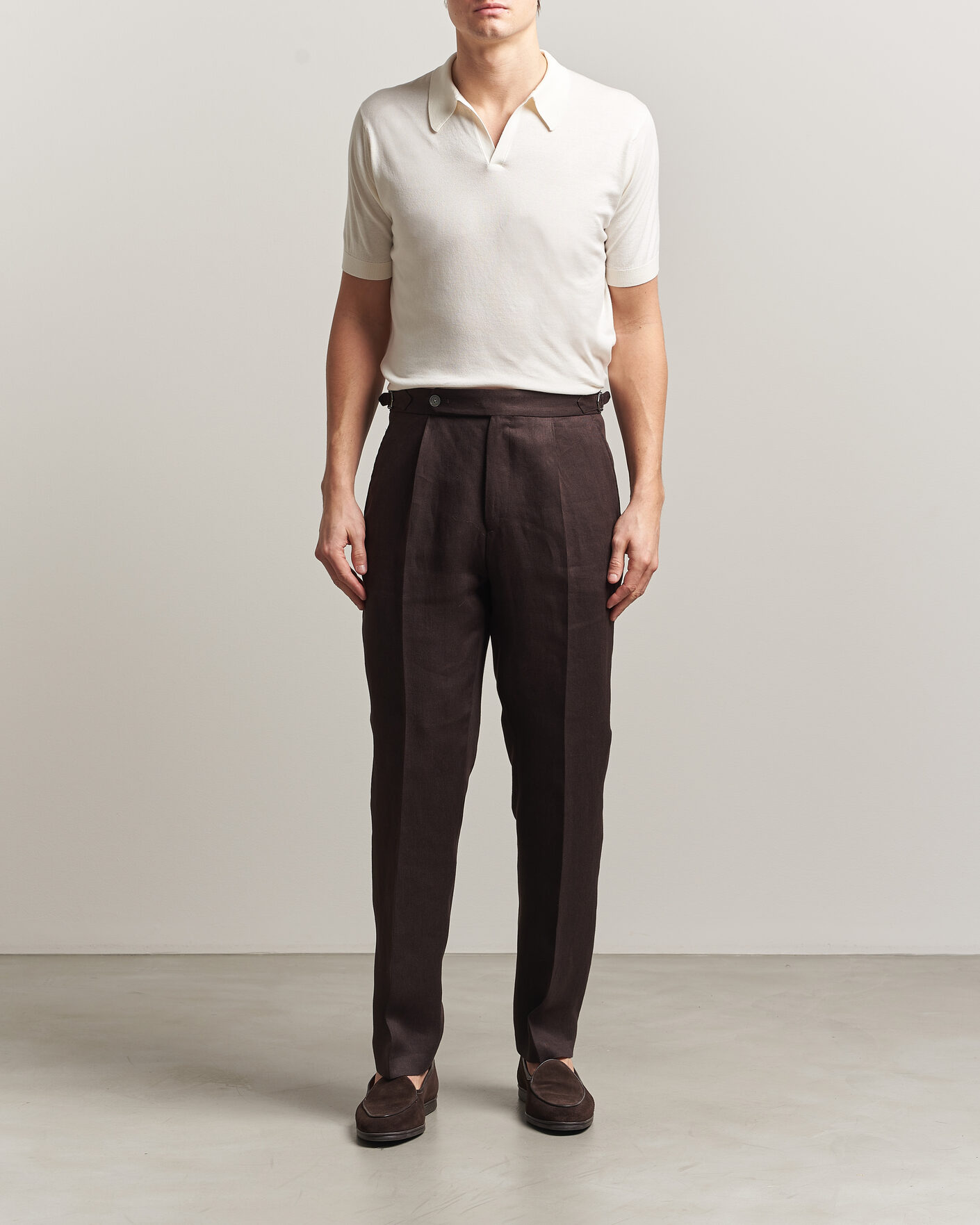 Herr | Pikéer | John Smedley | Noah Open Collar Sea Island Polo Starch