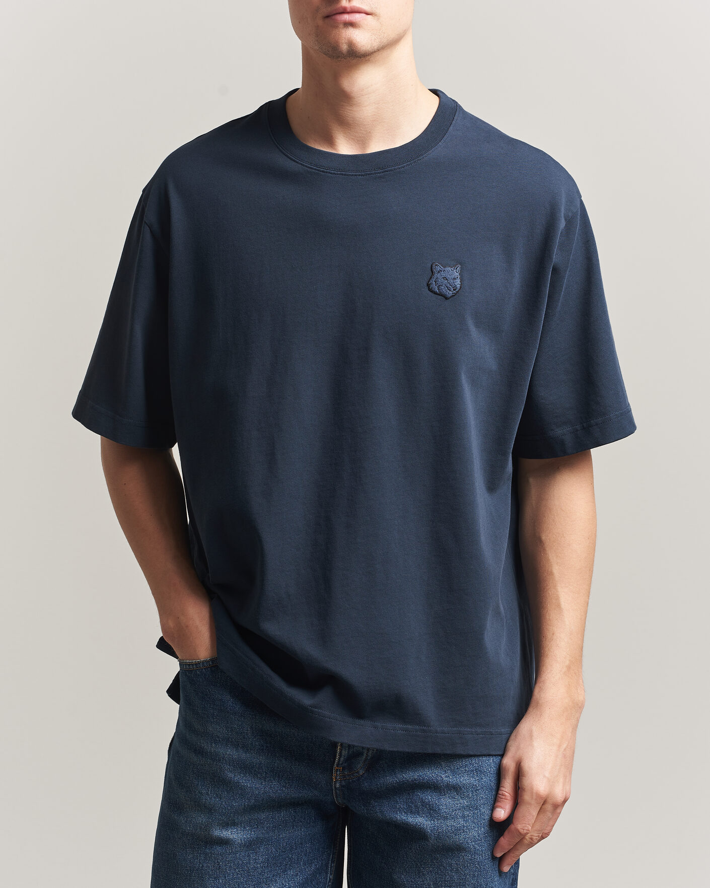 Herr | T-Shirts | Maison Kitsuné | Tonal Fox Head T-Shirt Navy