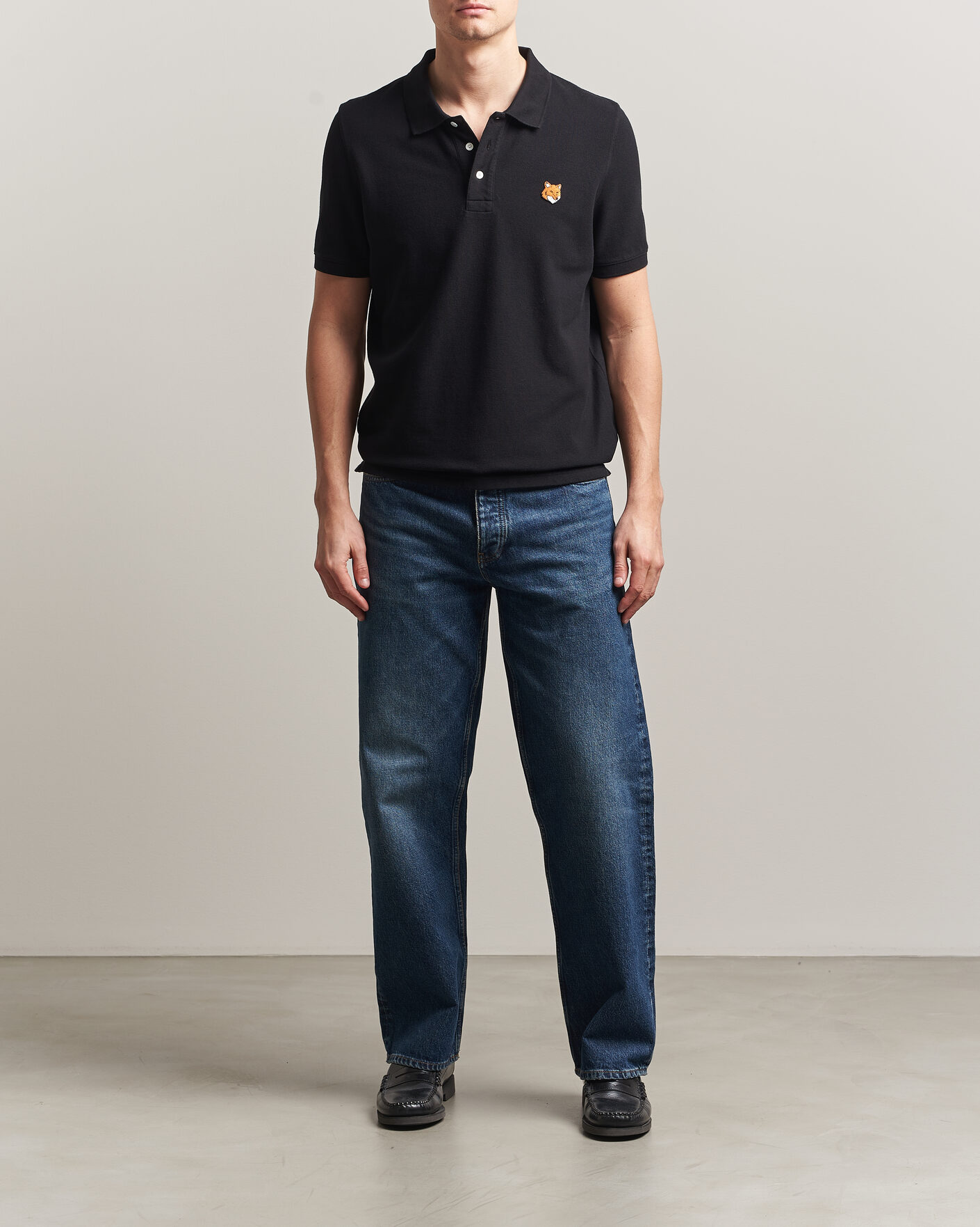 Herr | Pikéer | Maison Kitsuné | Fox Head Polo Black