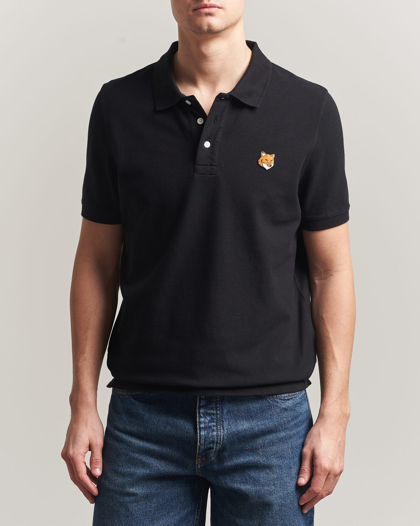 Herr | Pikéer | Maison Kitsuné | Fox Head Polo Black