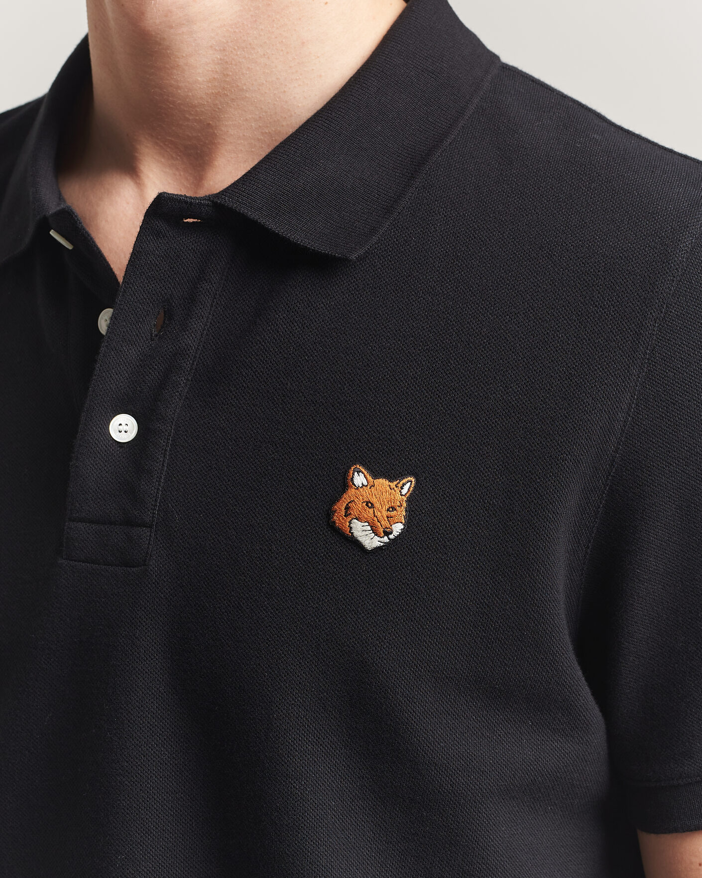 Herr | Pikéer | Maison Kitsuné | Fox Head Polo Black