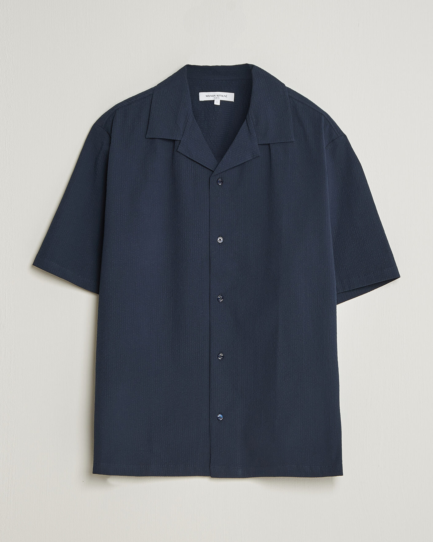 Herr | Skjortor | Maison Kitsuné | Seersucker Resort Shirt Navy