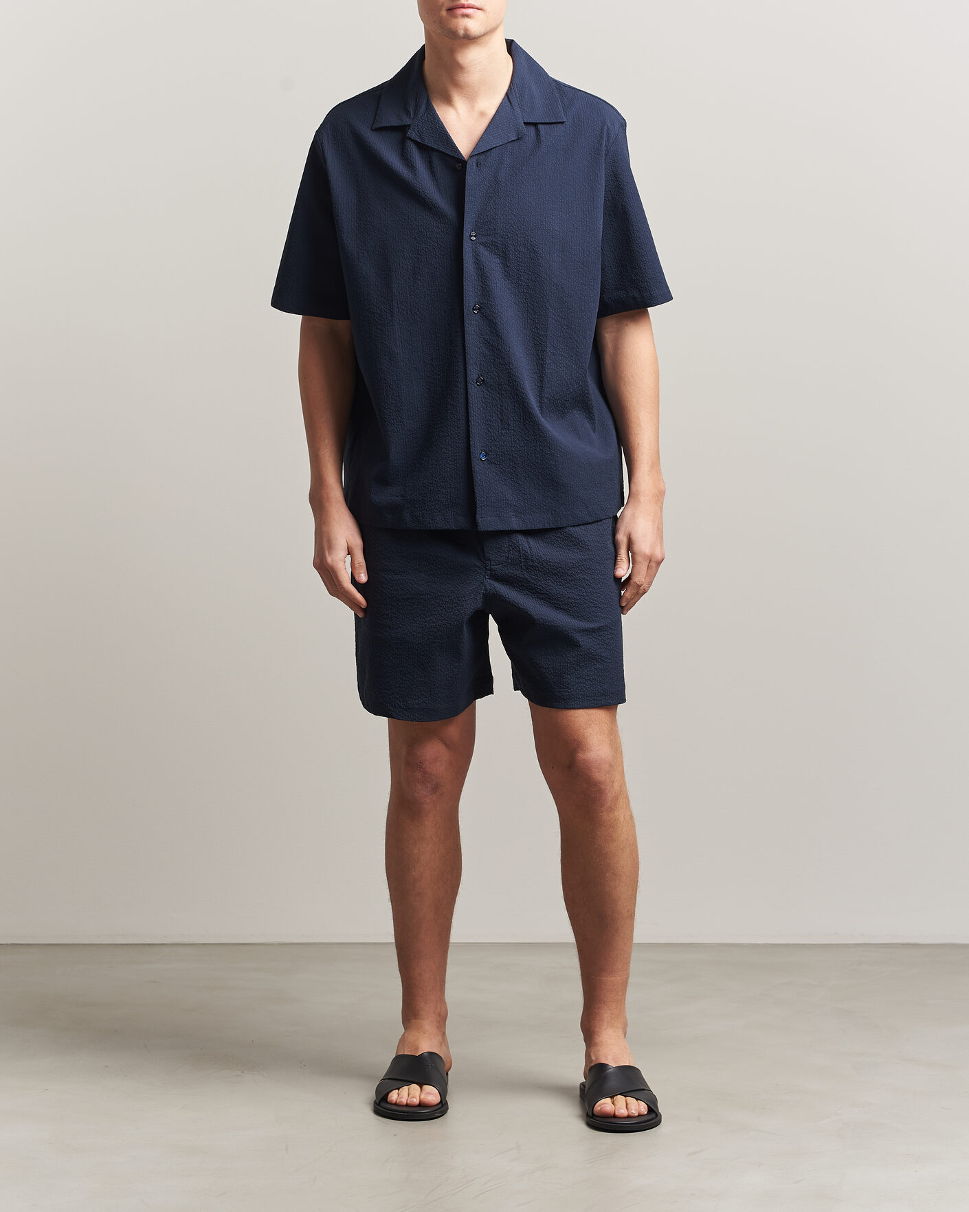 Herr | Skjortor | Maison Kitsuné | Seersucker Resort Shirt Navy