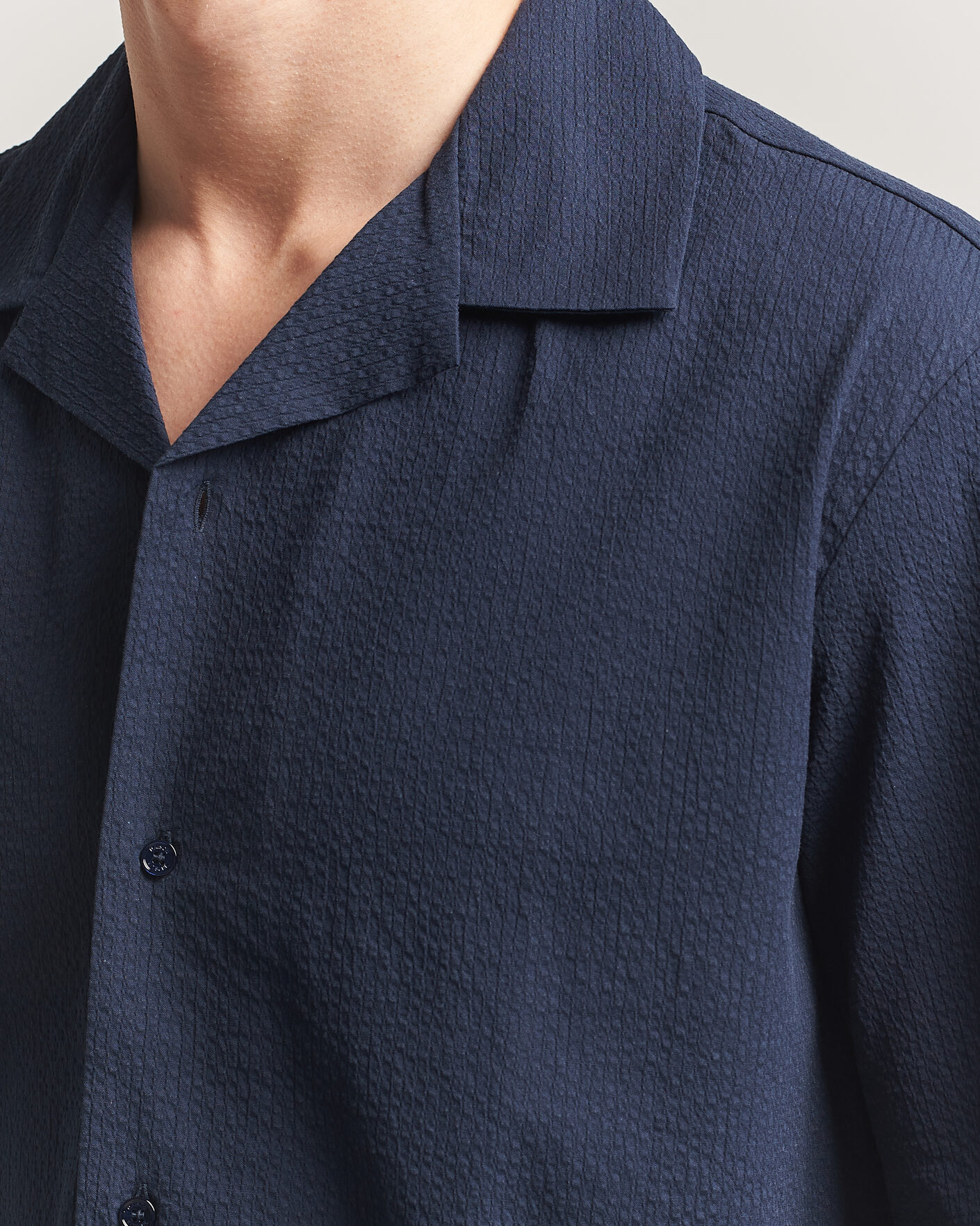 Herr | Skjortor | Maison Kitsuné | Seersucker Resort Shirt Navy