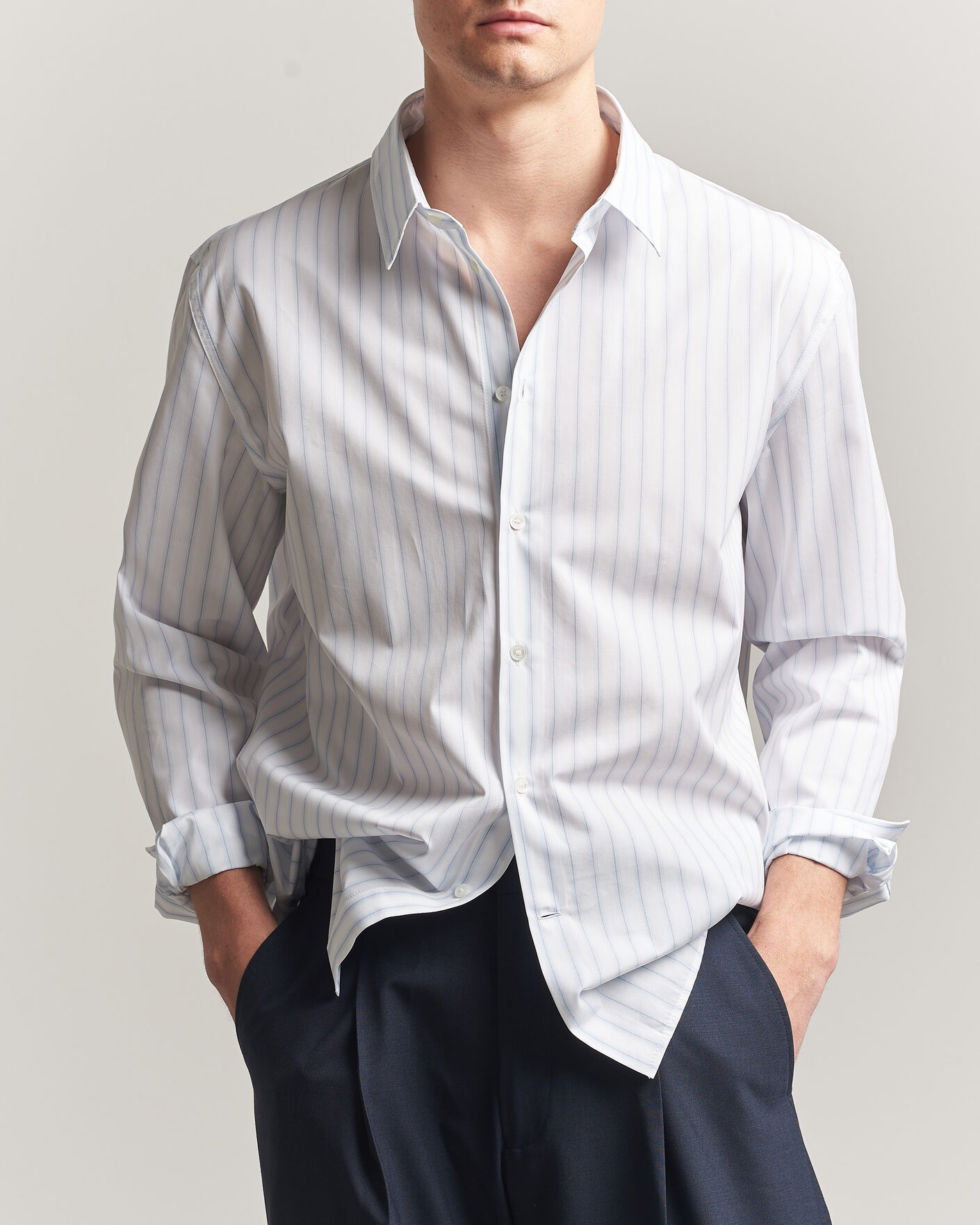 Herr | Skjortor | Maison Kitsuné | Casual Striped Shirt Blue/White