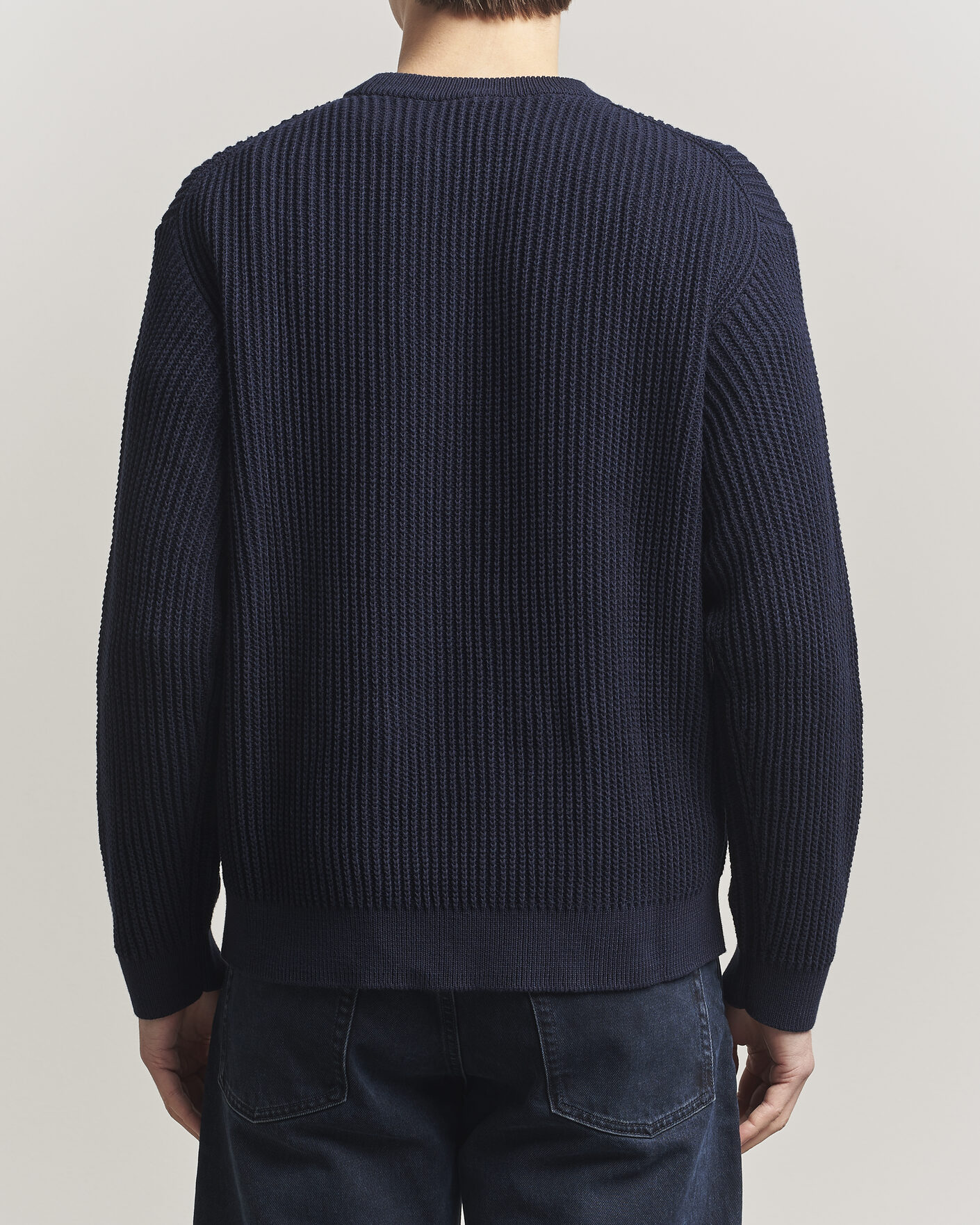 Herr | Tröjor | Maison Kitsuné | Tonal Fox Head Rib Knitted Sweater Navy