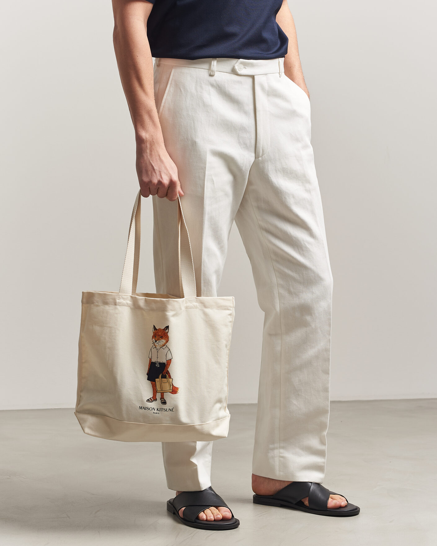 Herr | Väskor | Maison Kitsuné | Dressed Fox Totebag Ecru
