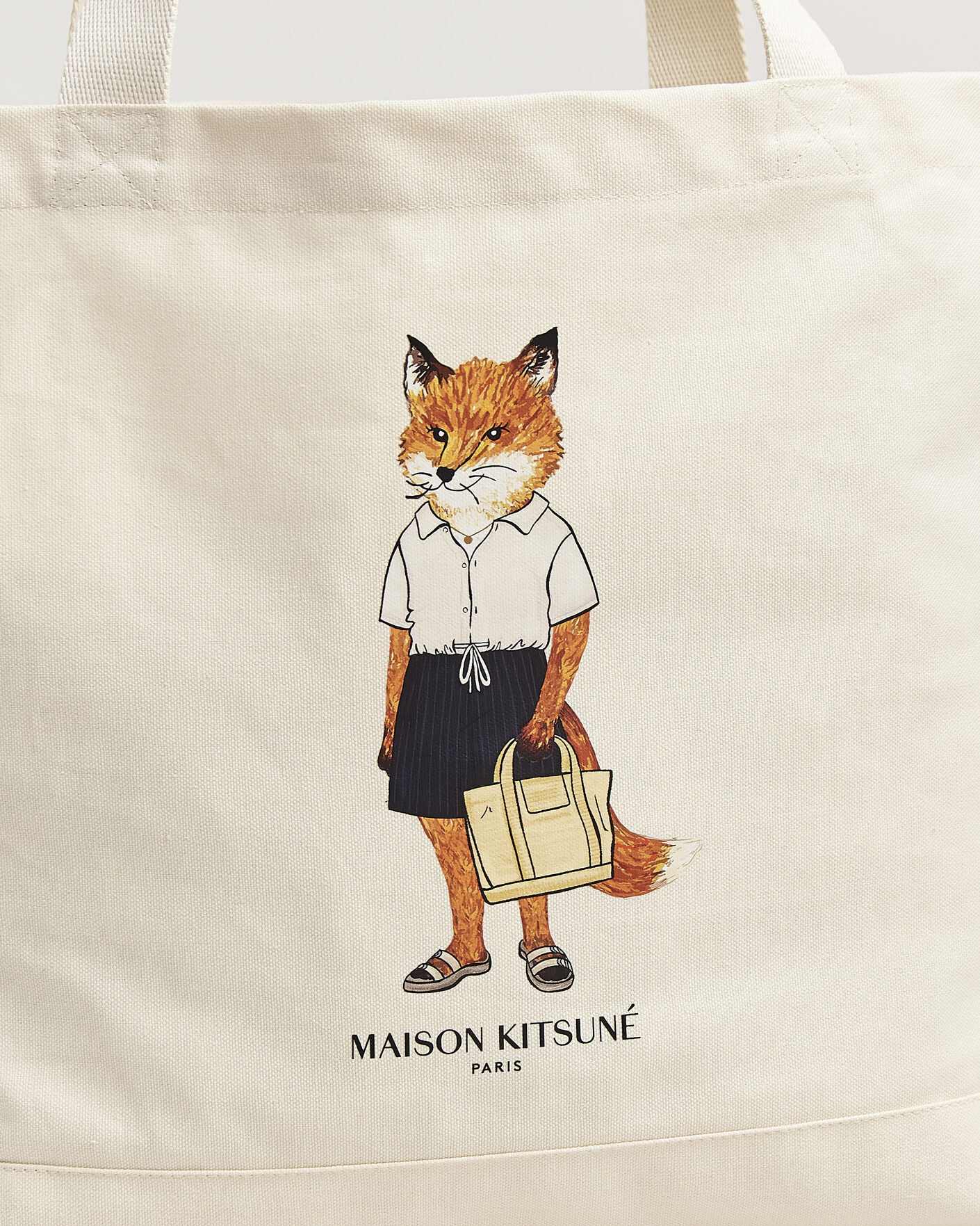 Herr | Väskor | Maison Kitsuné | Dressed Fox Totebag Ecru