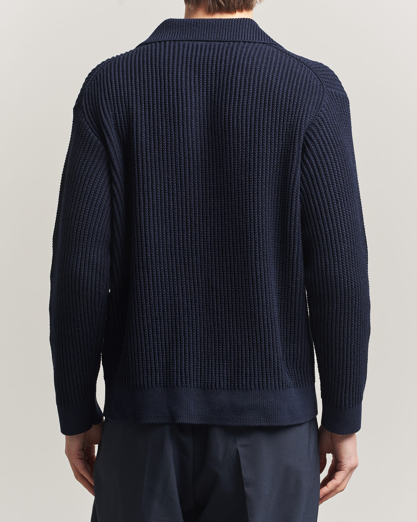 Herr | Pikéer | Maison Kitsuné | Tonal Fox Head Rib Knitted Polo Navy