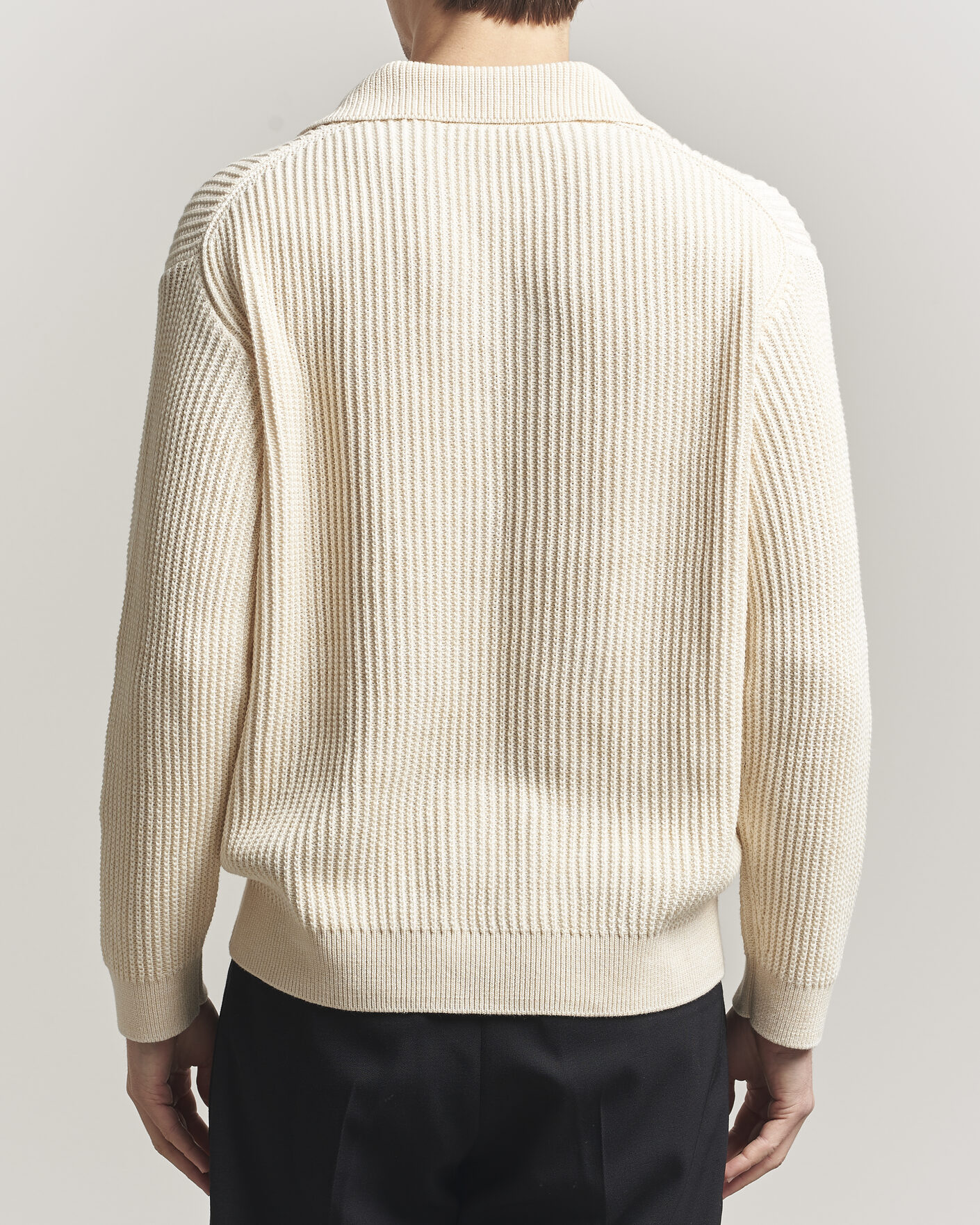 Herr | Pikéer | Maison Kitsuné | Tonal Fox Head Rib Knitted Polo Sandshell