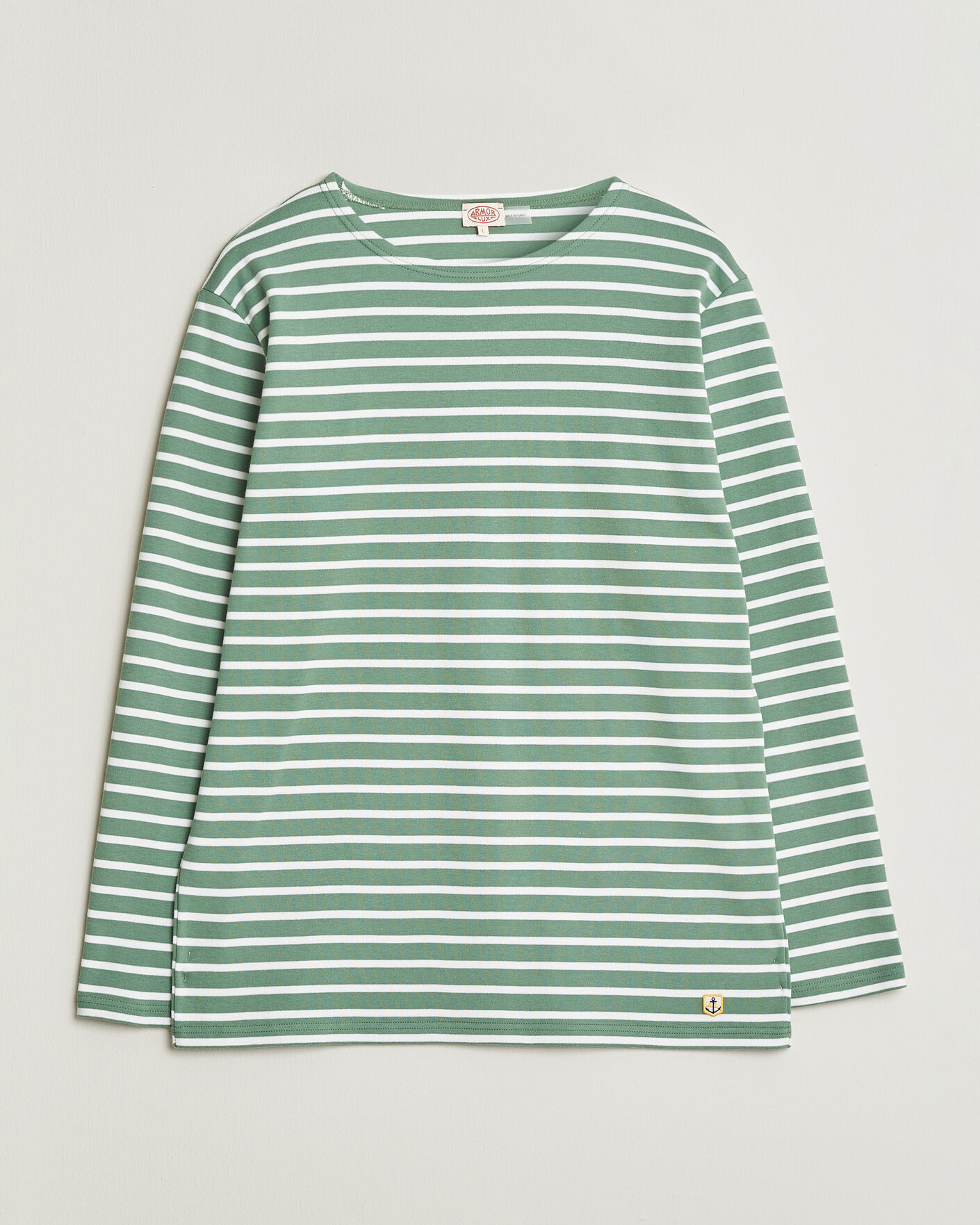 Herr | T-Shirts | Armor-lux | Houat Héritage Stripe Long Sleeve T-Shirt Ivy/Blanc