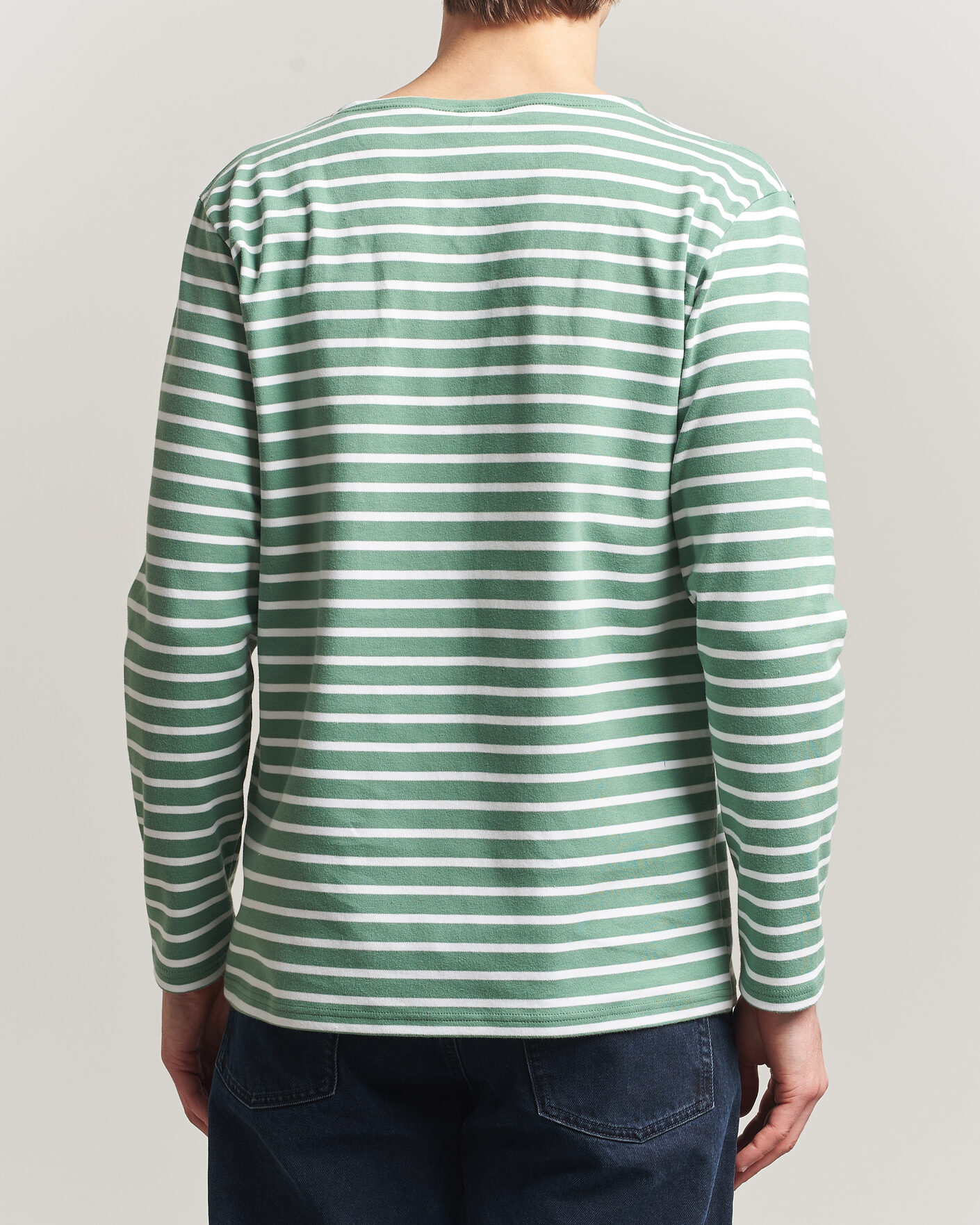 Herr | T-Shirts | Armor-lux | Houat Héritage Stripe Long Sleeve T-Shirt Ivy/Blanc