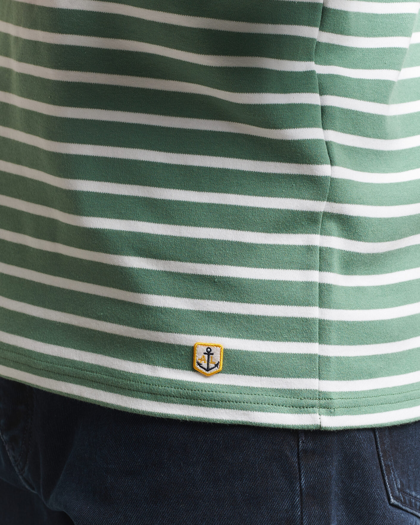 Herr | T-Shirts | Armor-lux | Houat Héritage Stripe Long Sleeve T-Shirt Ivy/Blanc