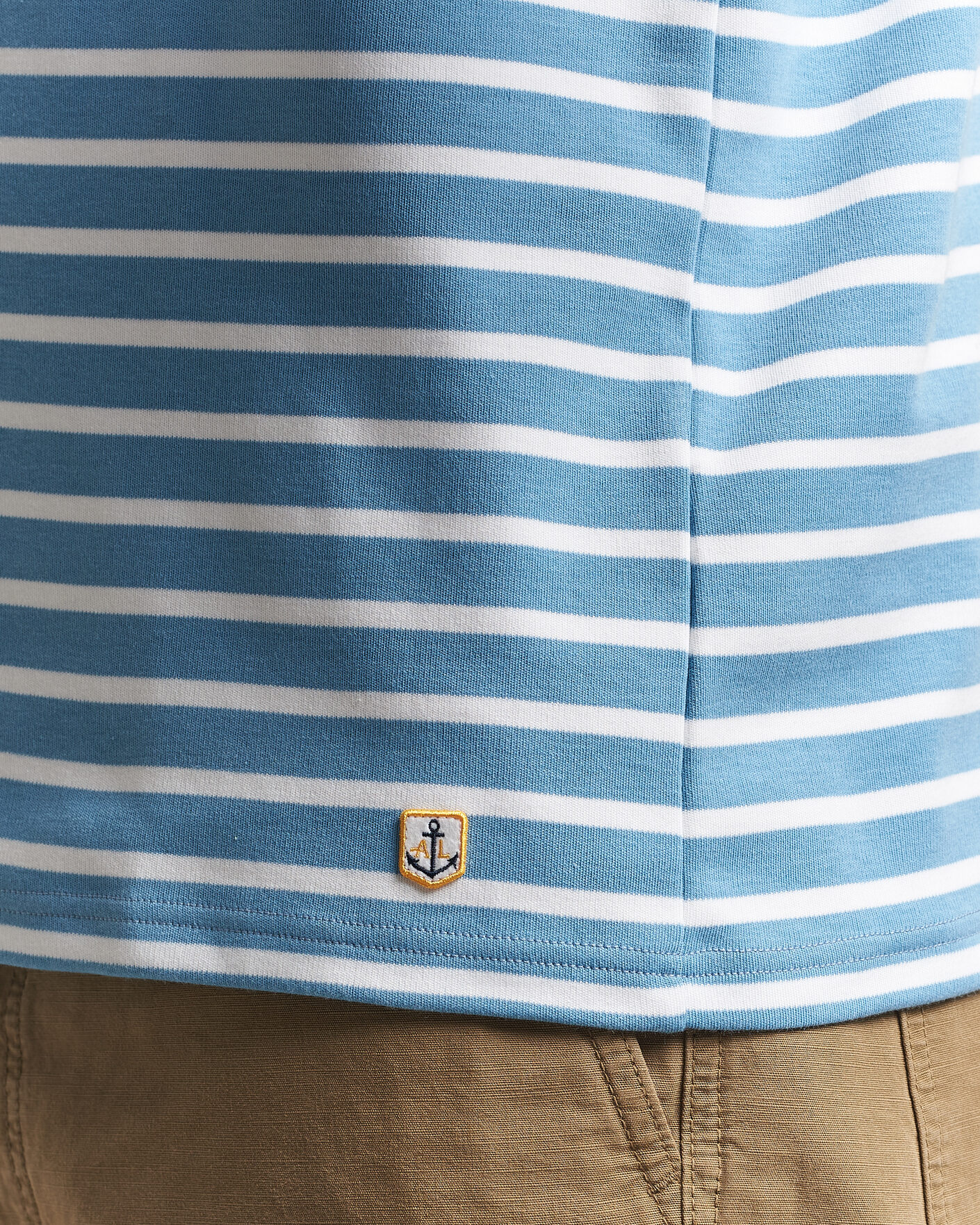 Herr | T-Shirts | Armor-lux | Houat Héritage Stripe Long Sleeve T-Shirt Waterfall/Blanc