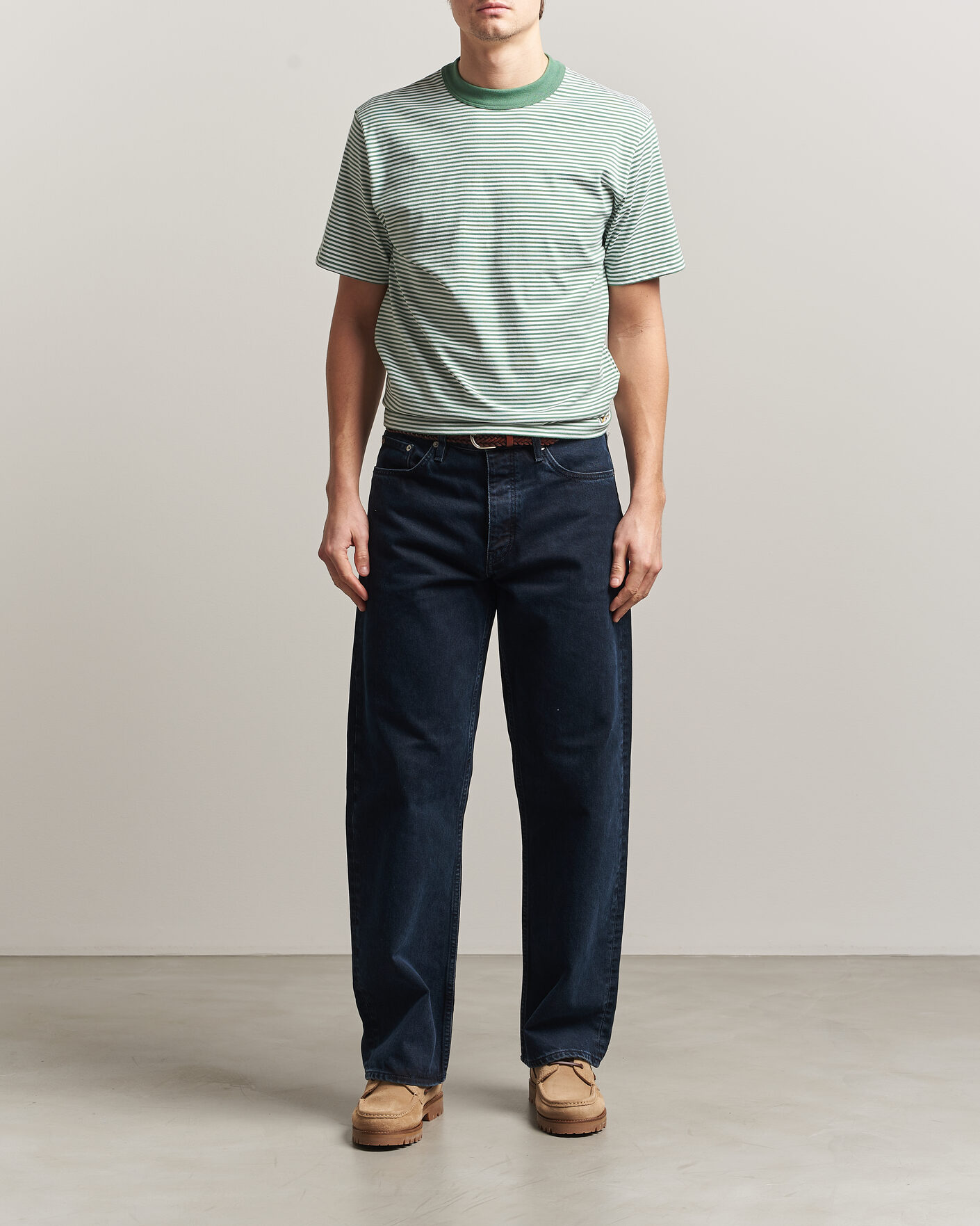 Herr | T-Shirts | Armor-lux | Callac Héritage Stripe T-Shirt Ivy/Blanc