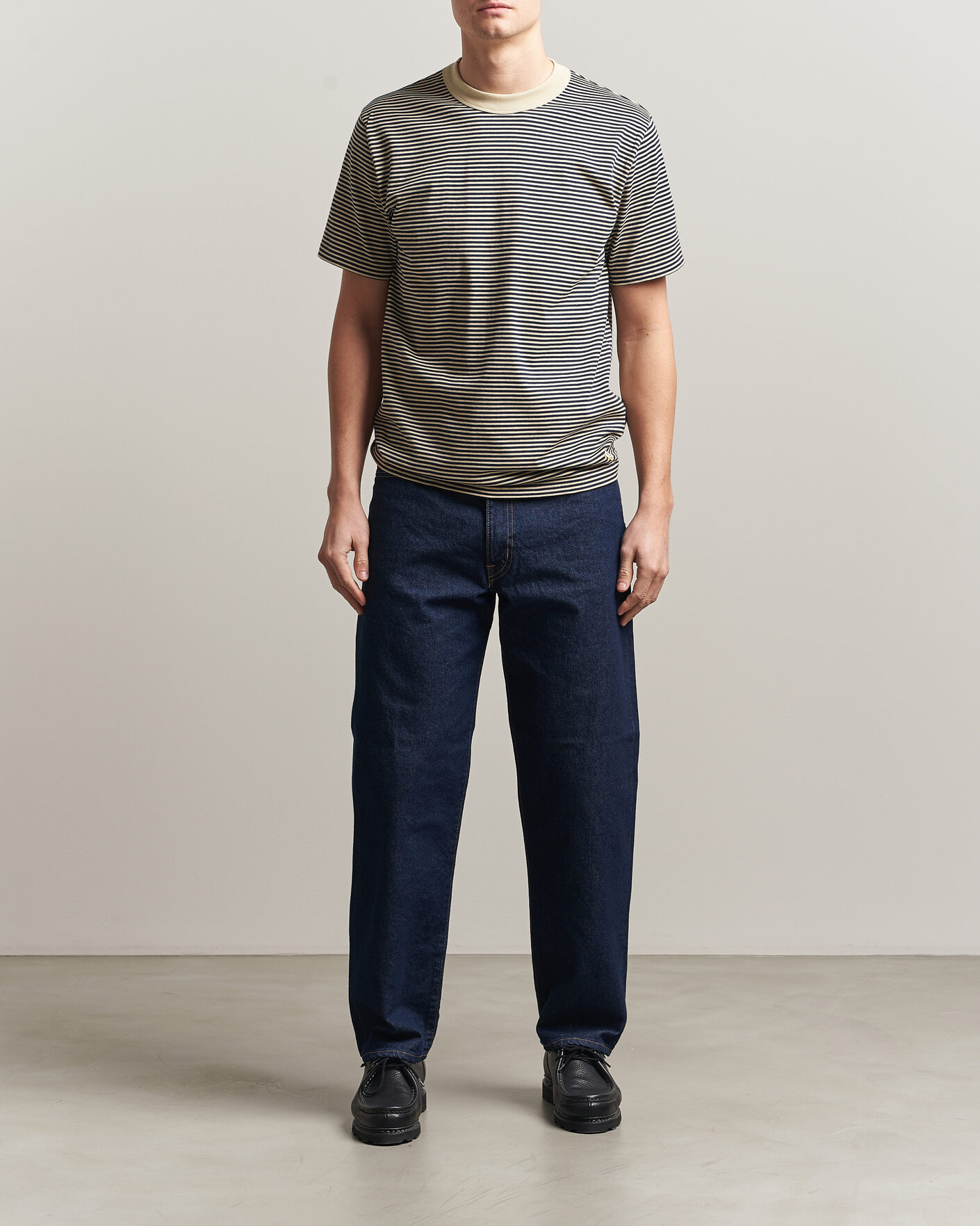 Herr | T-Shirts | Armor-lux | Callac Héritage Stripe T-Shirt Gravel/Marine Deep