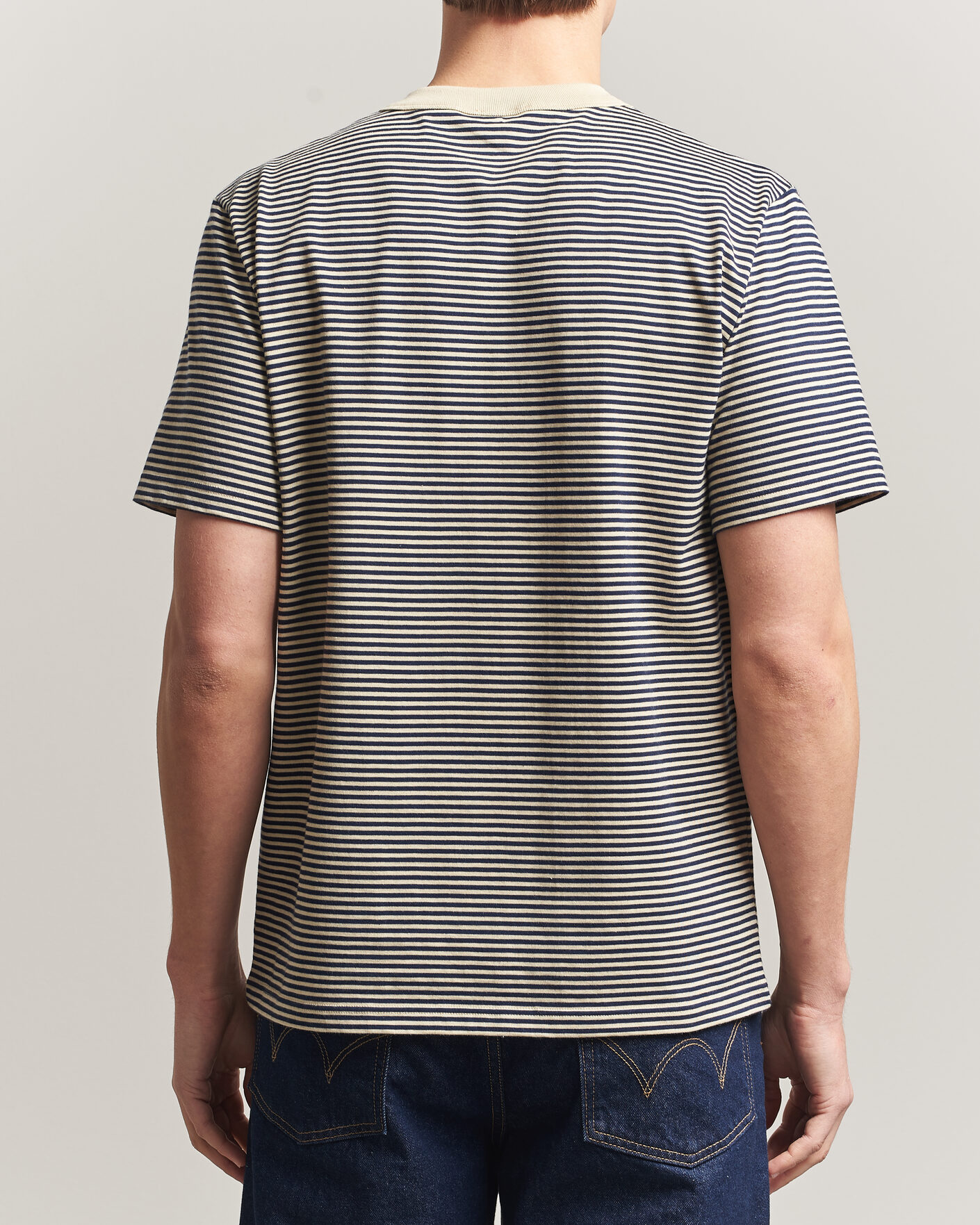 Herr | T-Shirts | Armor-lux | Callac Héritage Stripe T-Shirt Gravel/Marine Deep