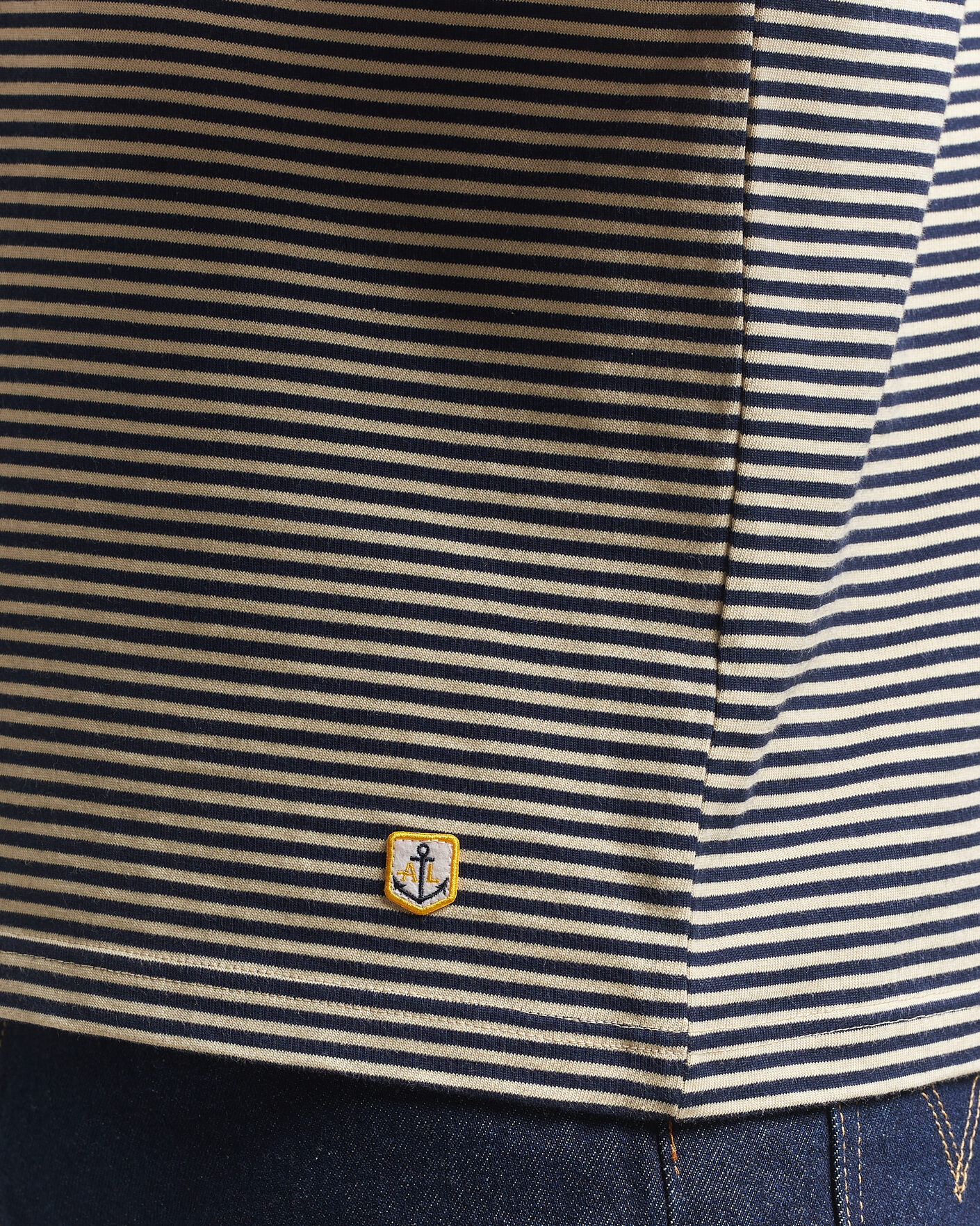 Herr | T-Shirts | Armor-lux | Callac Héritage Stripe T-Shirt Gravel/Marine Deep