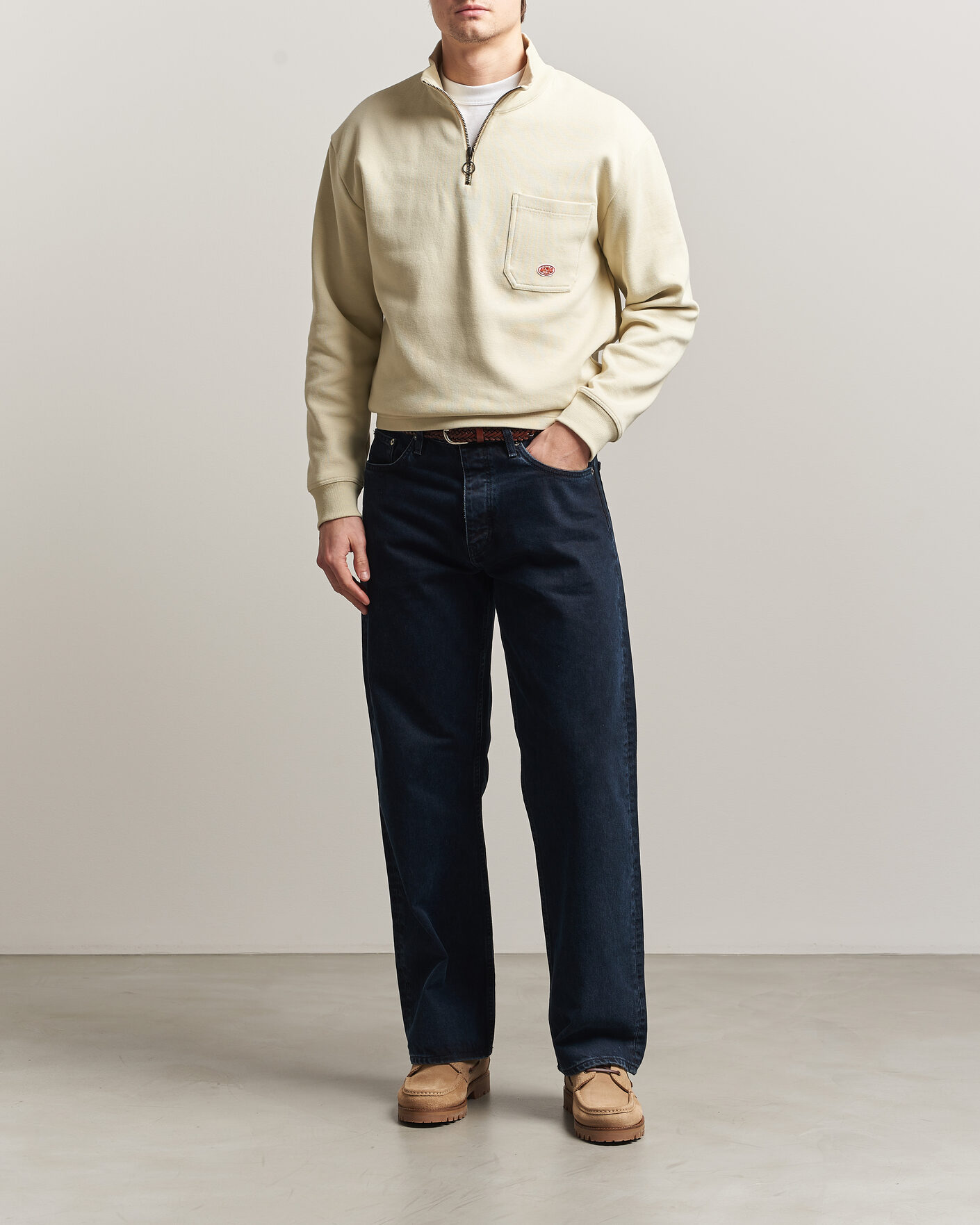 Herr | Tröjor | Armor-lux | Camionneur Cotton Half Zip Sweater Gravel