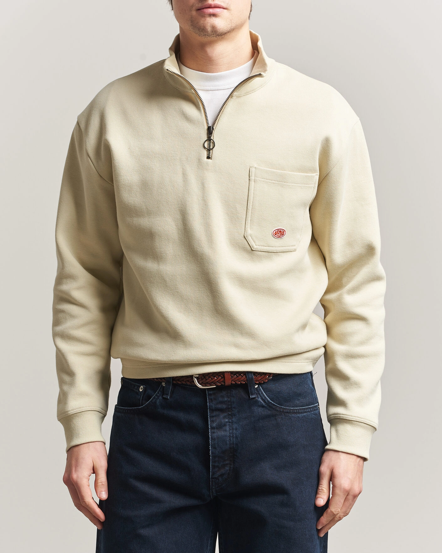 Herr | Tröjor | Armor-lux | Camionneur Cotton Half Zip Sweater Gravel