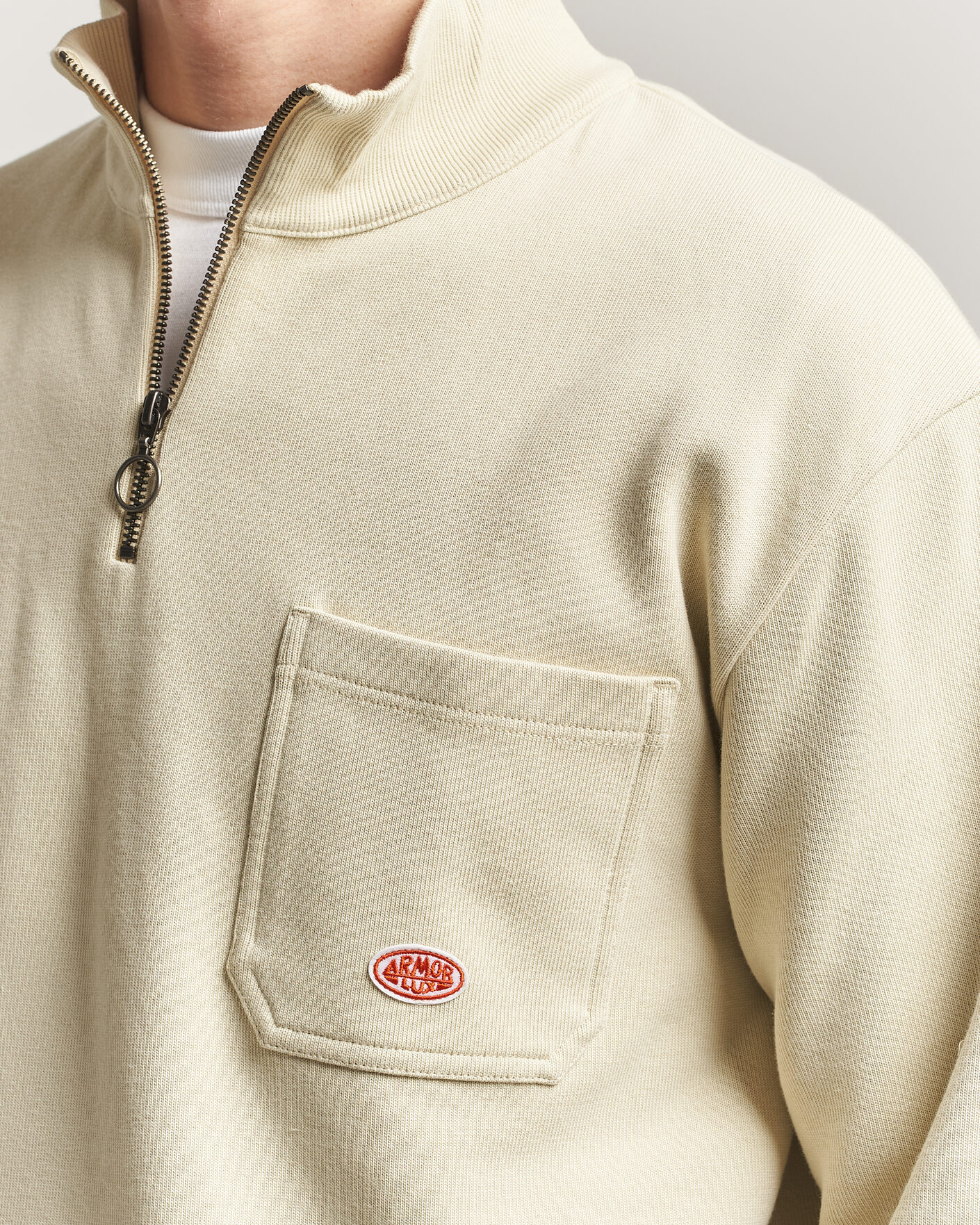 Herr | Tröjor | Armor-lux | Camionneur Cotton Half Zip Sweater Gravel