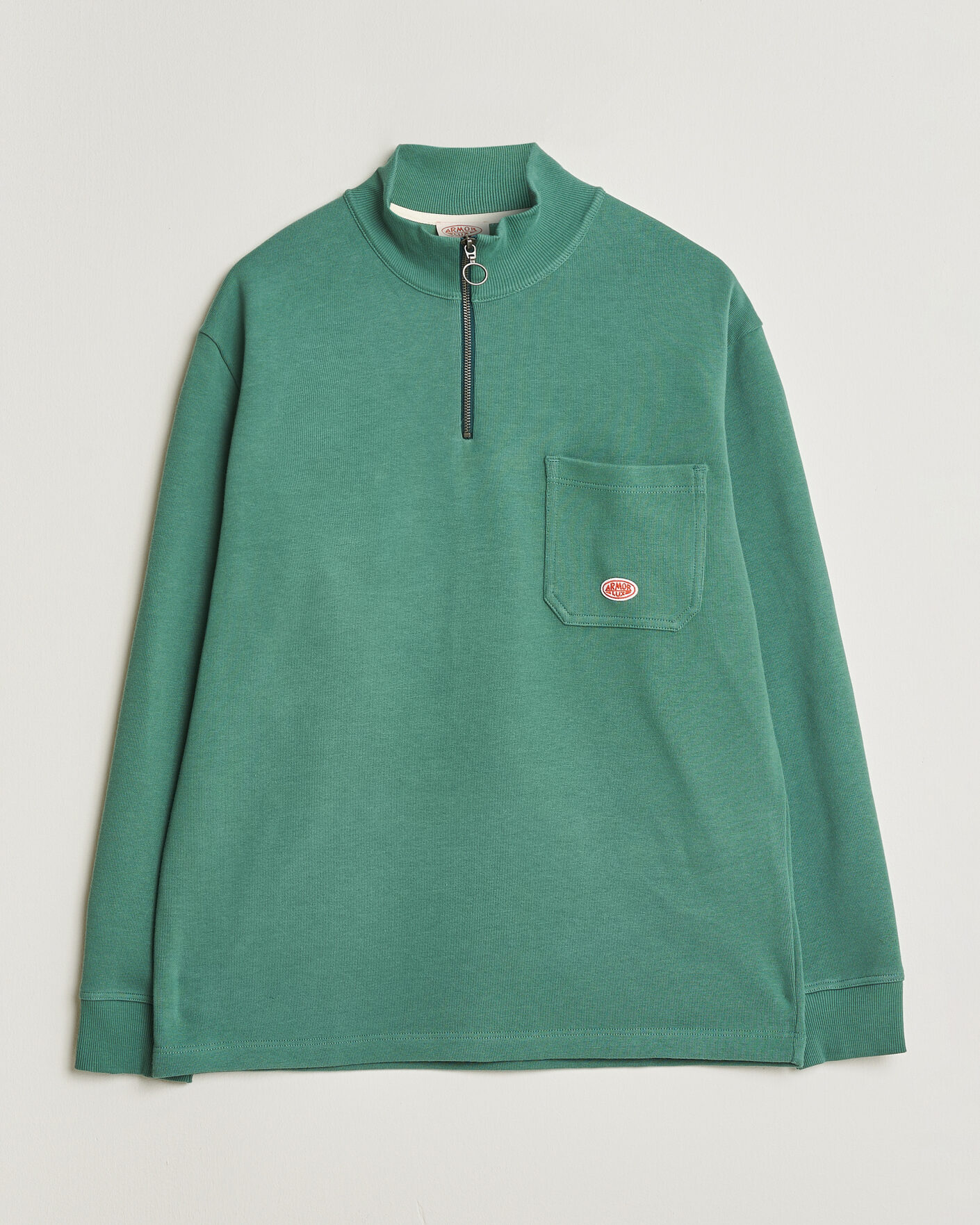 Herr | Tröjor | Armor-lux | Camionneur Cotton Half Zip Sweater Dark Ivy
