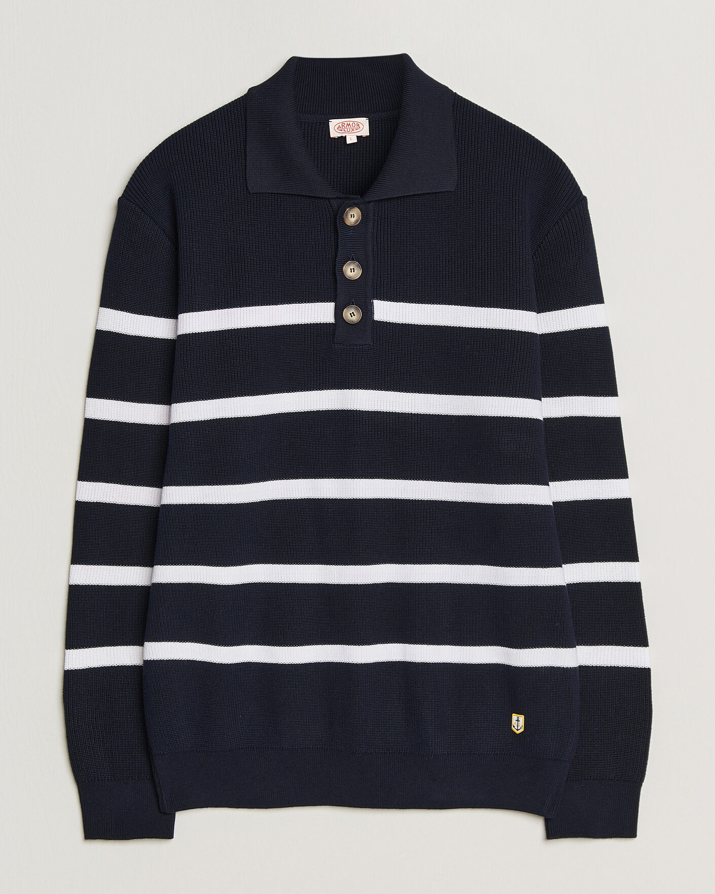 Herr | Tröjor | Armor-lux | Heritage Knitted Polo Marine/Blanc