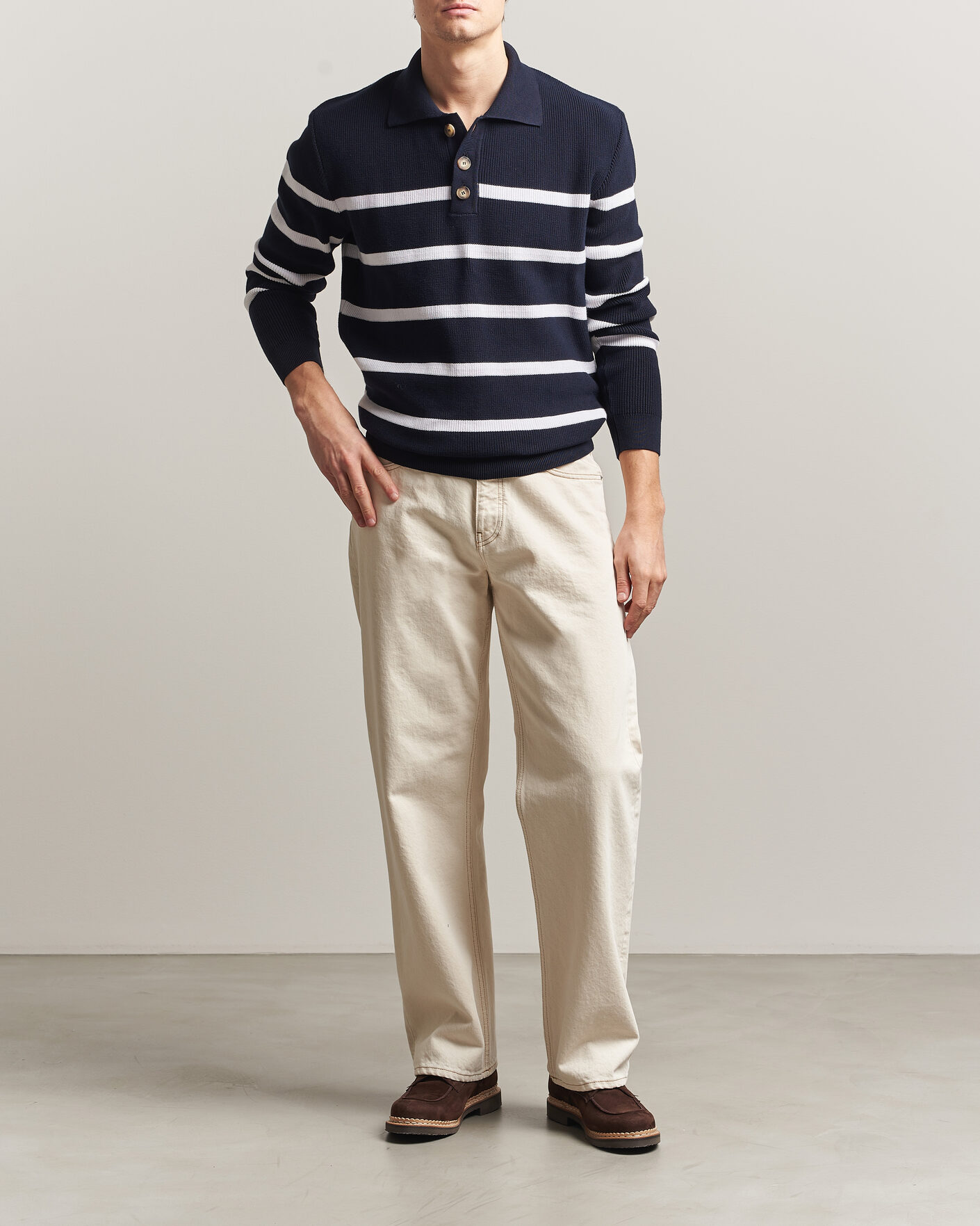 Herr | Tröjor | Armor-lux | Heritage Knitted Polo Marine/Blanc