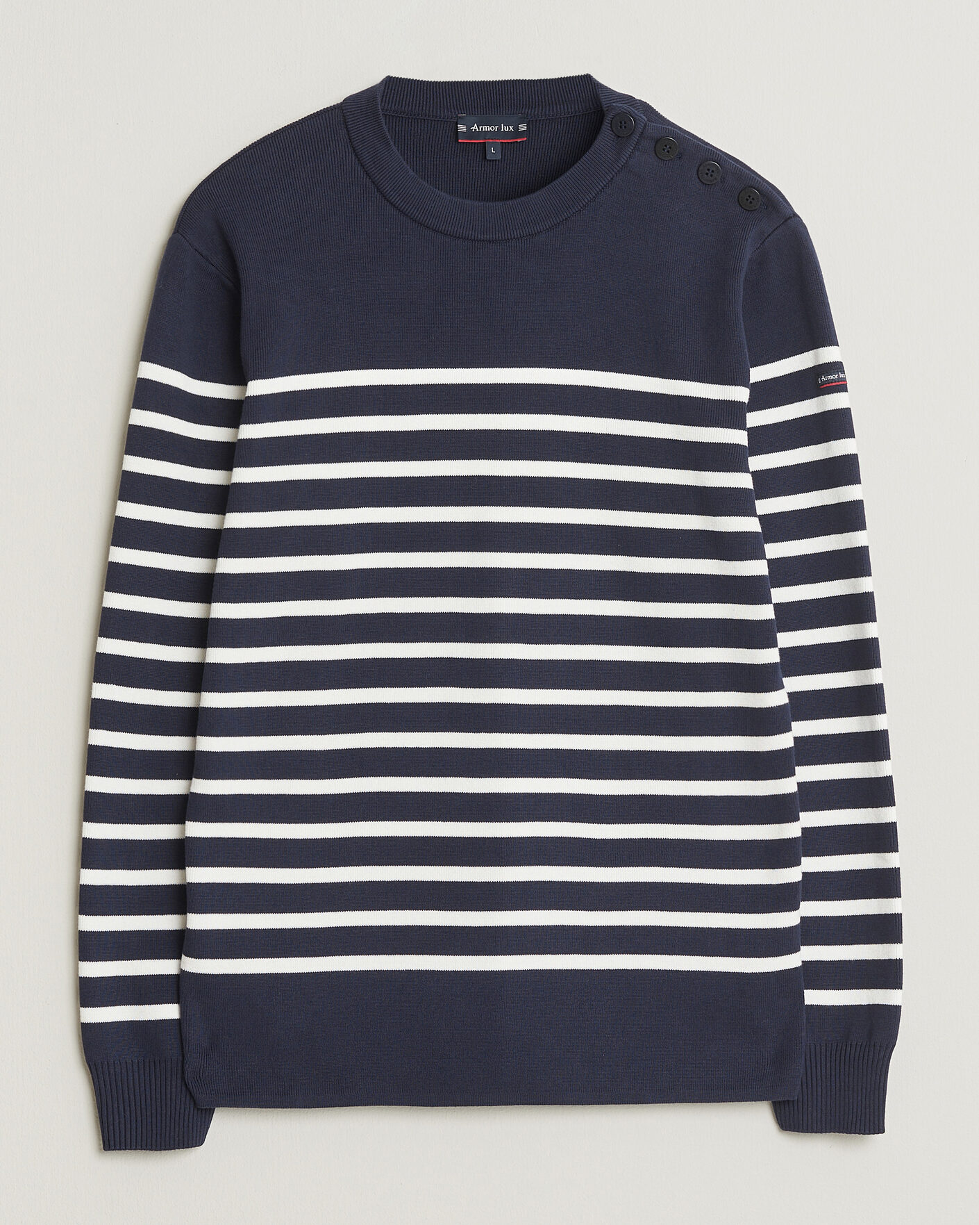 Herr | Tröjor | Armor-lux | Groix Striped Sweater Navy/Nature