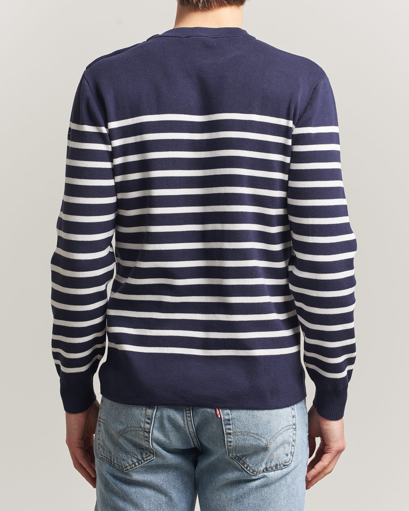 Herr | Tröjor | Armor-lux | Groix Striped Sweater Navy/Nature