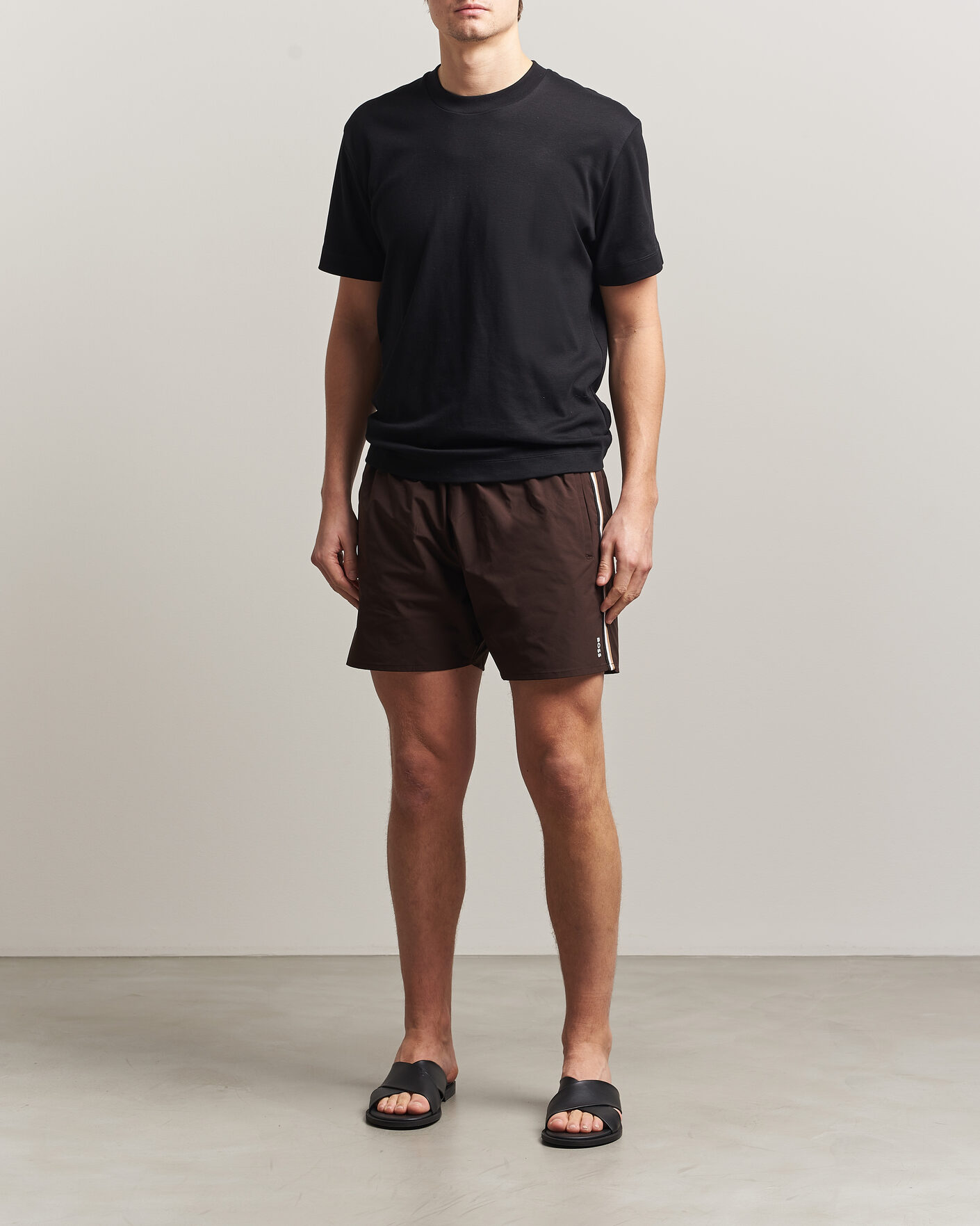 Herr | Badbyxor | BOSS BLACK | Iconic Swimshorts Dark Brown