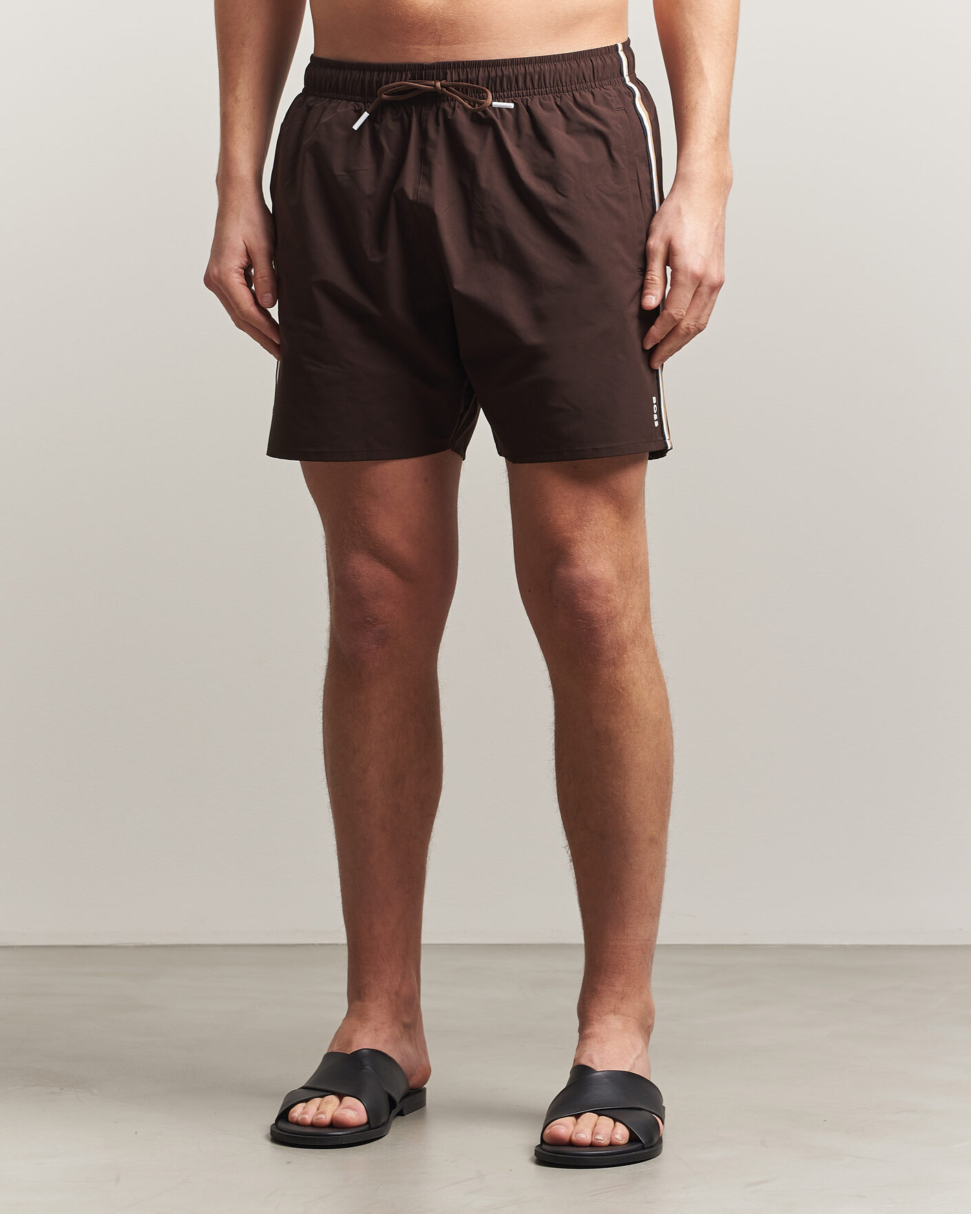 Herr | Badbyxor | BOSS BLACK | Iconic Swimshorts Dark Brown