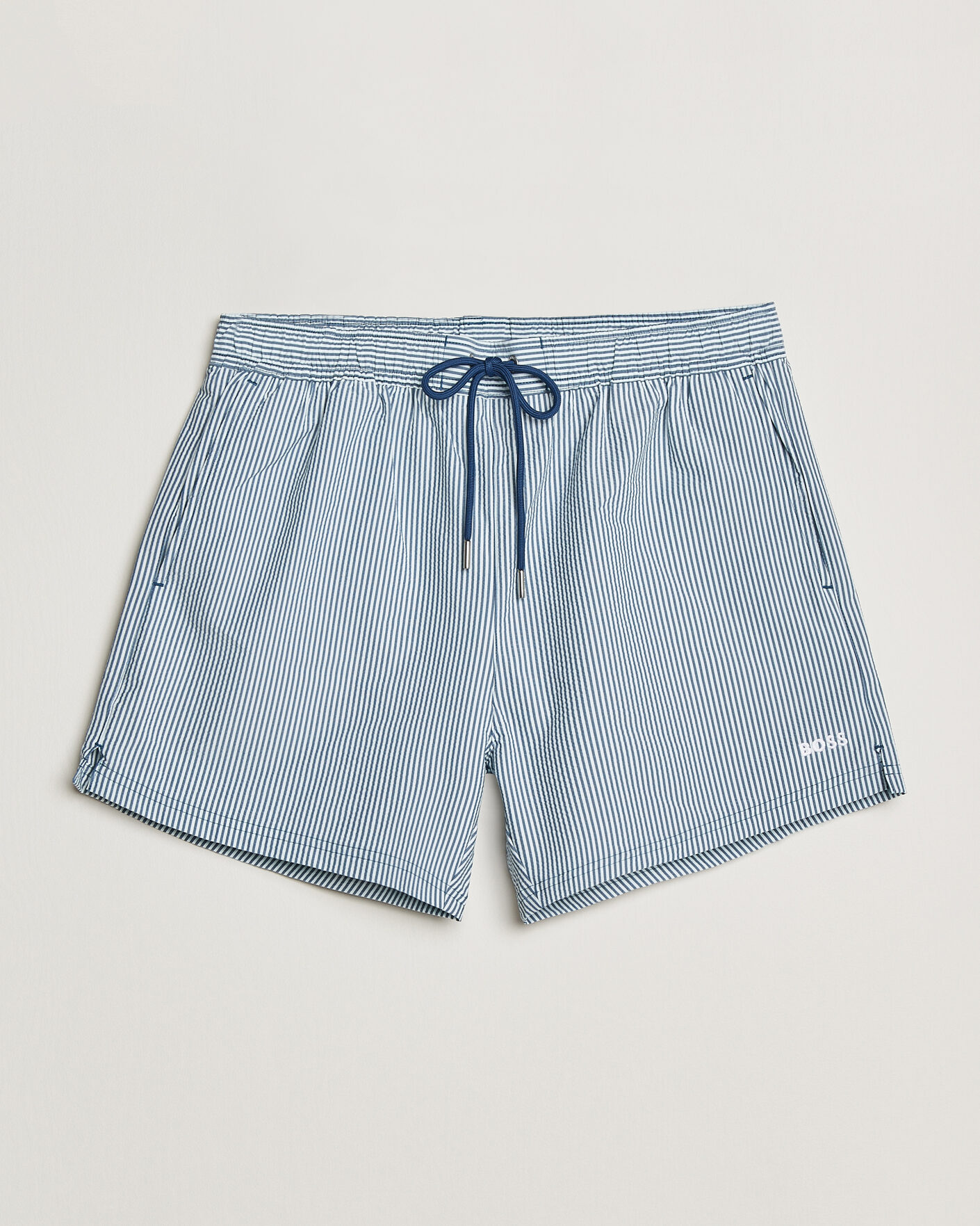 Herr | Badbyxor | BOSS BLACK | Velvetfish Seersucker Swimshorts Open Blue